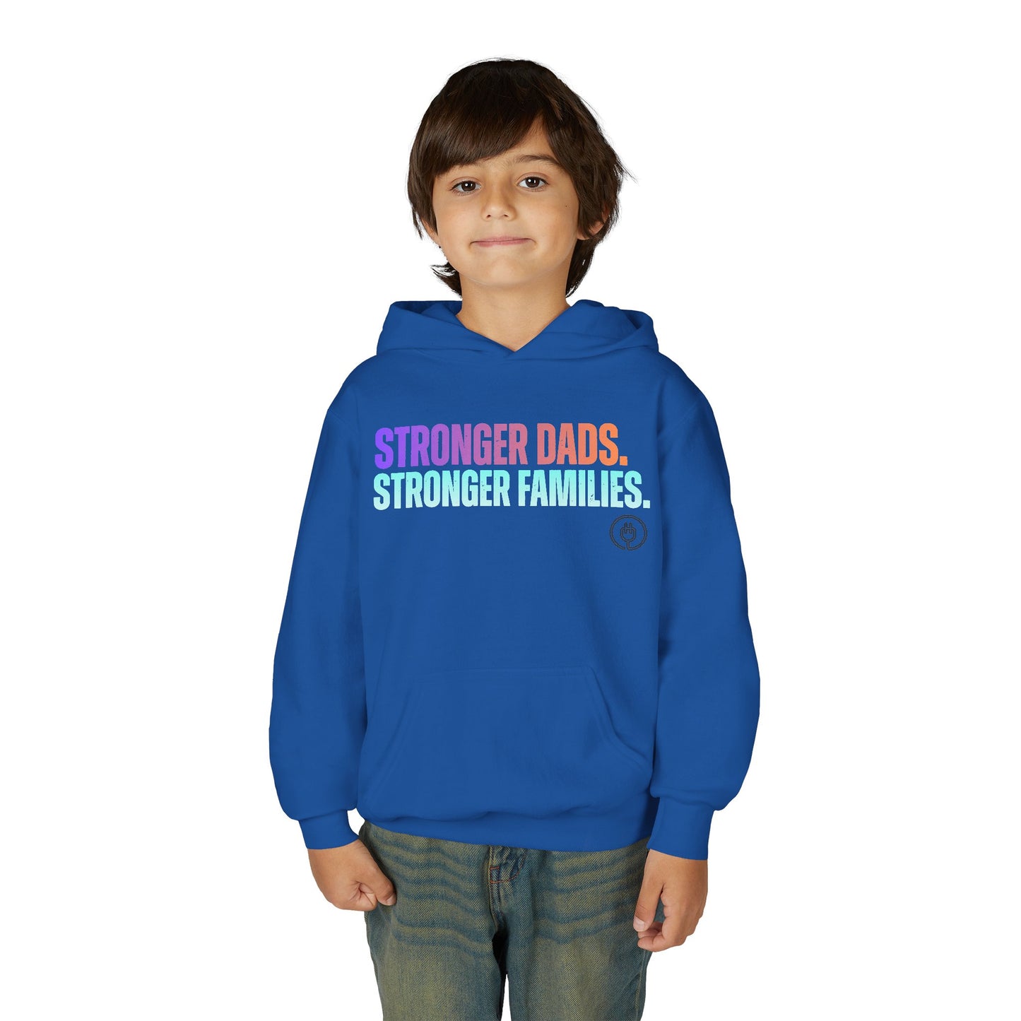 Youth Hoodie - "Stronger Dads. Stronger Families." Pastel Empowerment Pullover
