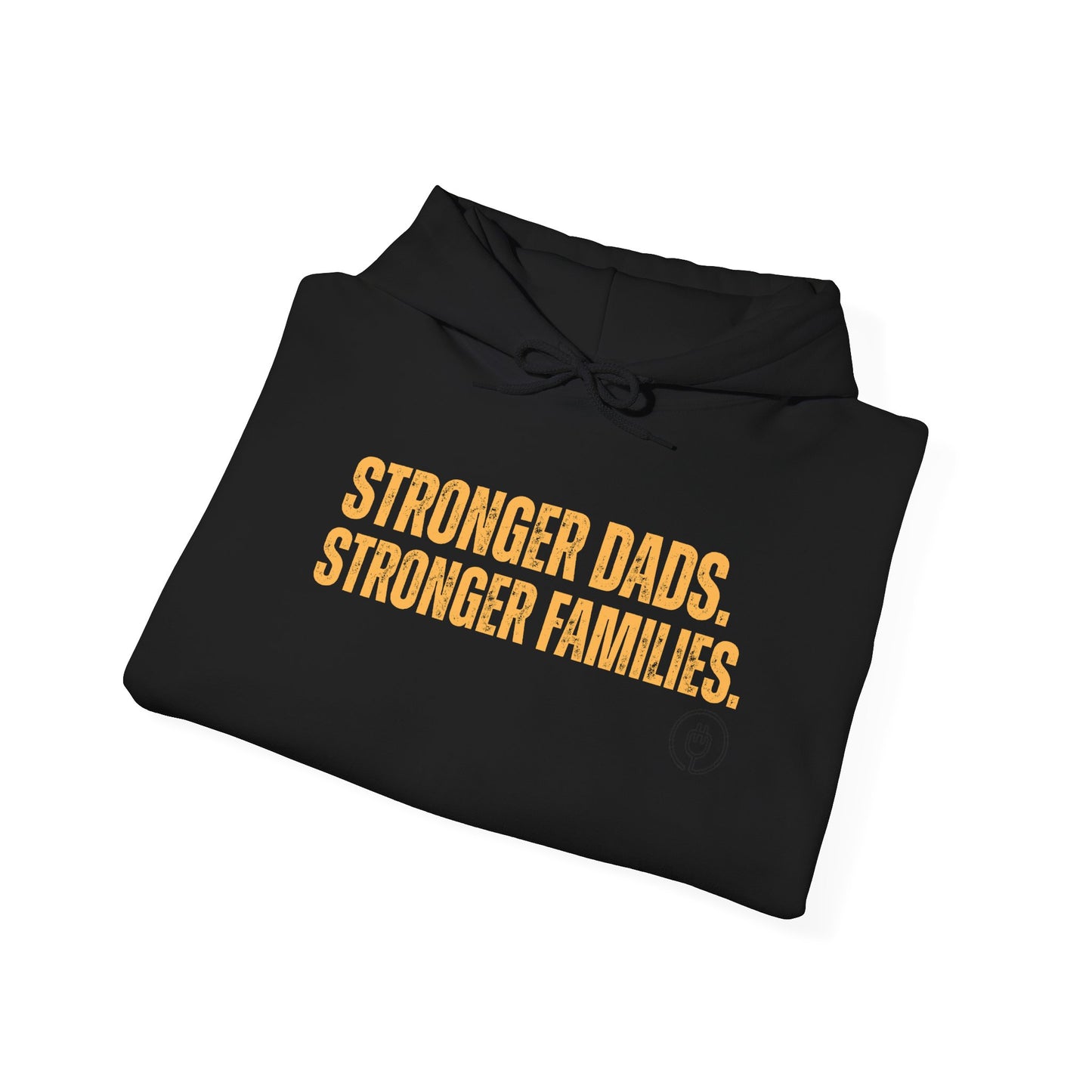 Stronger Dads. Stronger Families. Yellow Letter Adult Hoodie