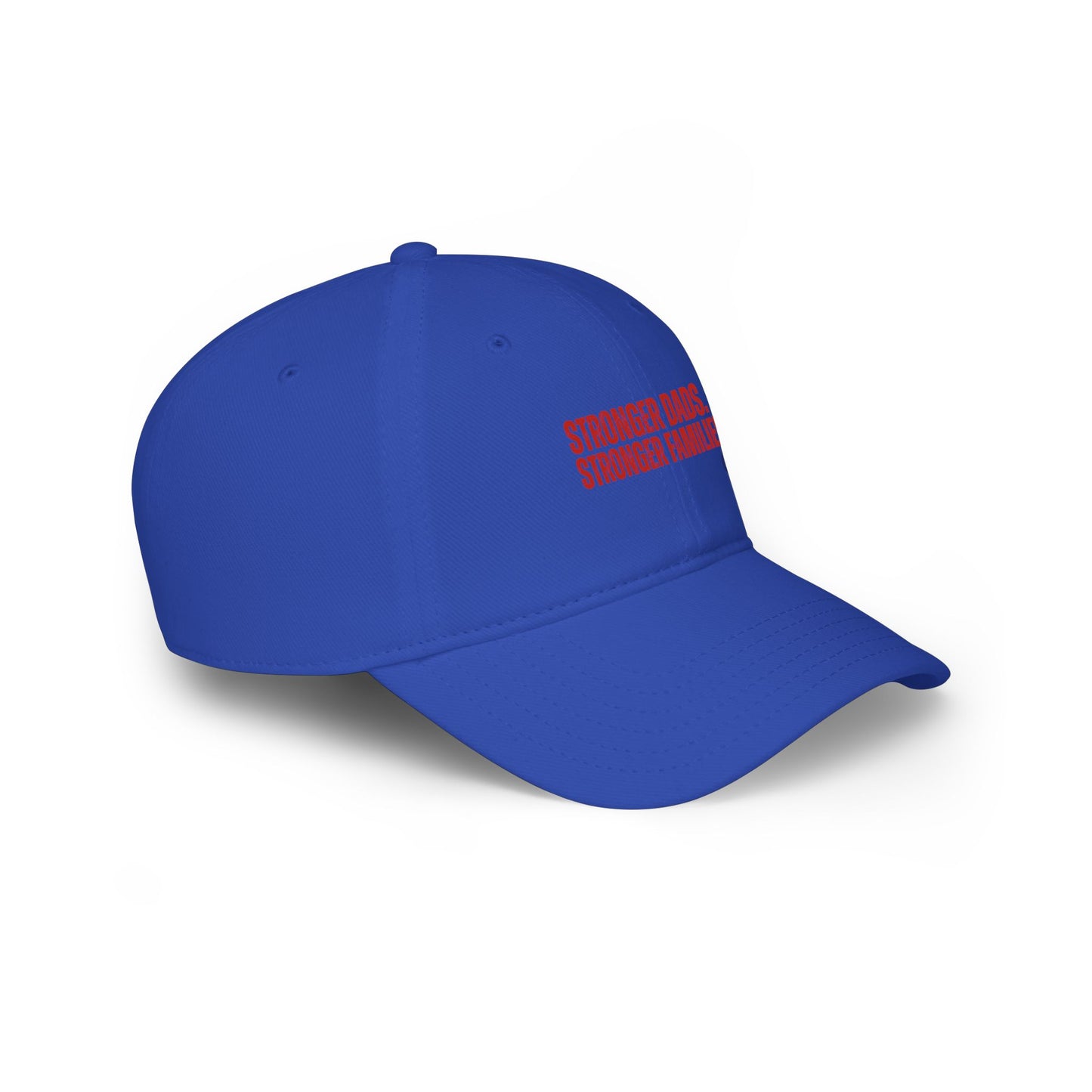 Stronger Dads, Stronger Families Baseball Cap — Embroidered Red Text Dad Hat