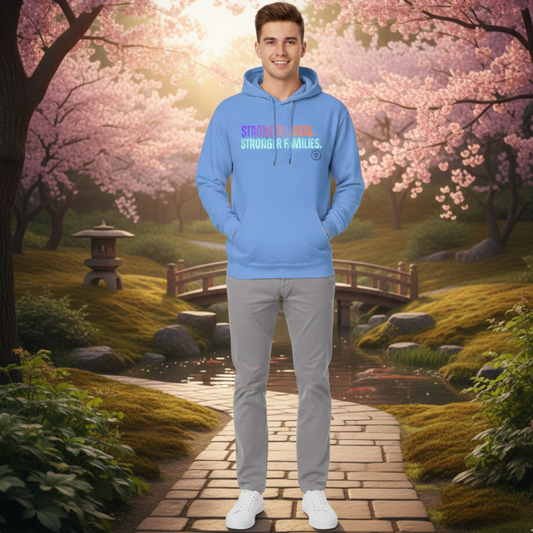 Youth Hoodie - "Stronger Dads. Stronger Families." Pastel Empowerment Pullover