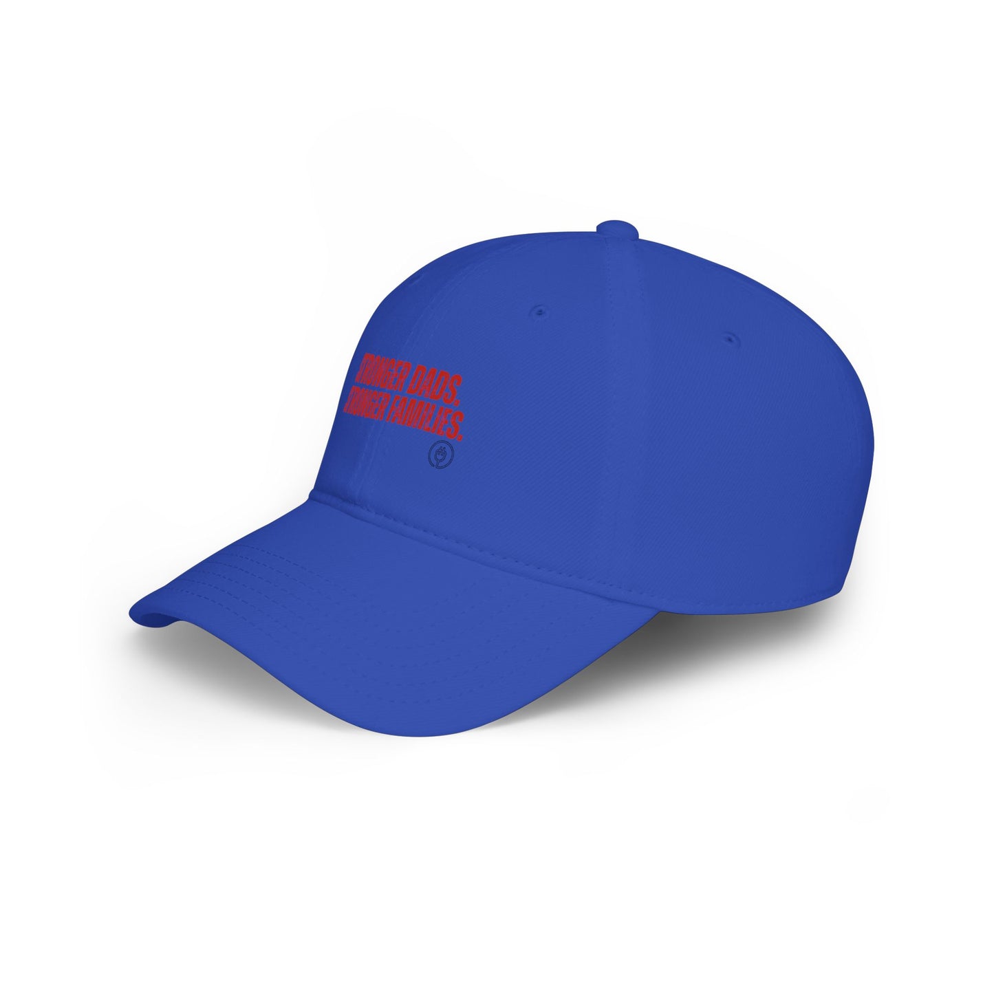 Stronger Dads, Stronger Families Baseball Cap — Embroidered Red Text Dad Hat