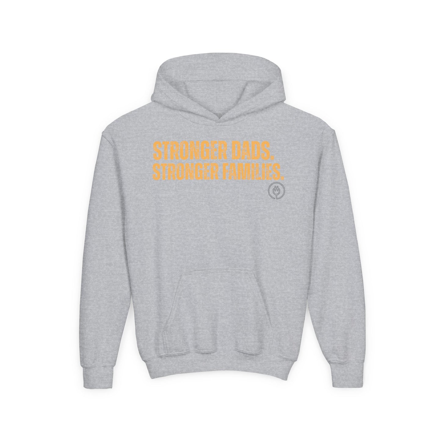 Youth Hoodie — "Stronger Dads. Stronger Families." Motivational Kids Pullover