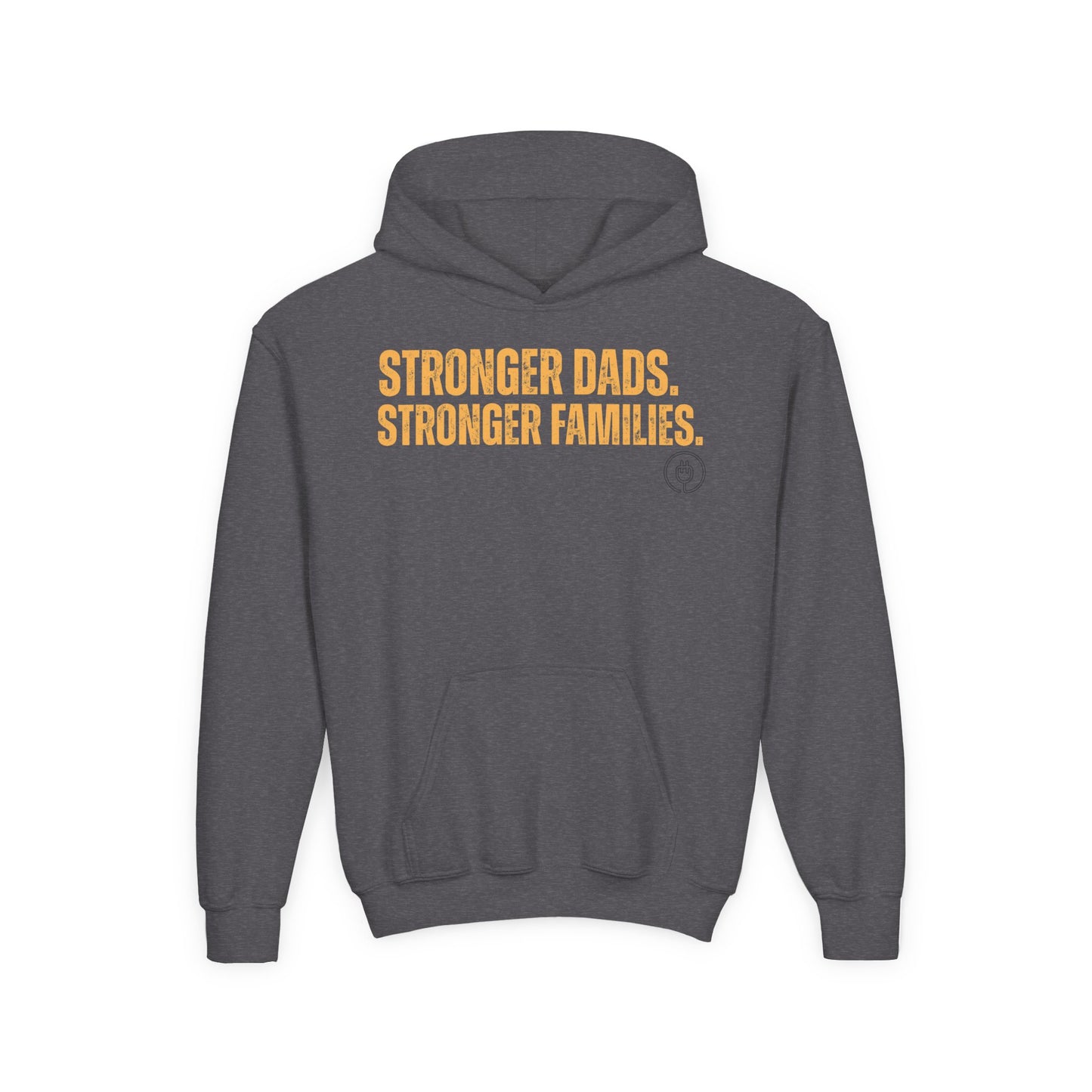Youth Hoodie — "Stronger Dads. Stronger Families." Motivational Kids Pullover