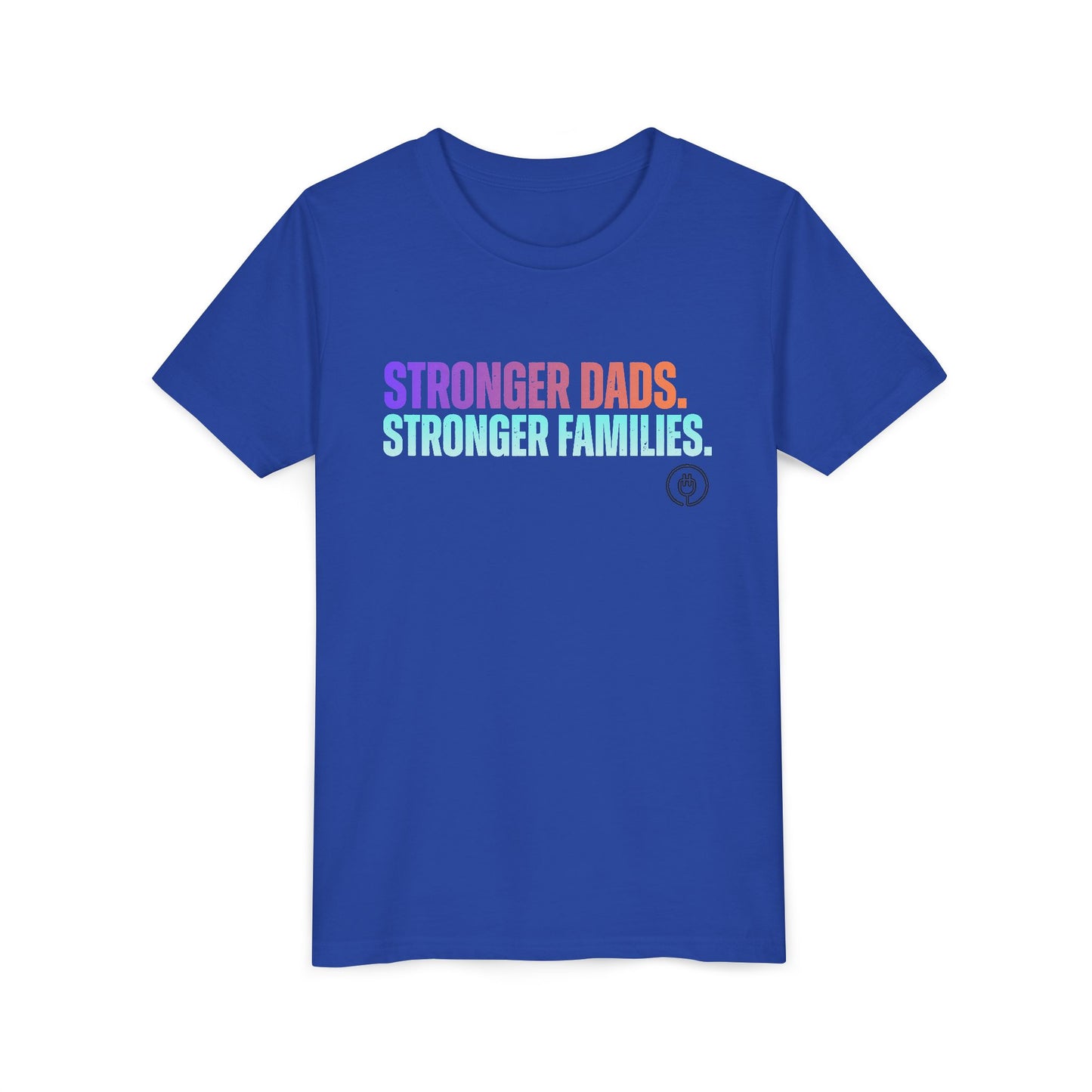 Youth Tee — "Stronger Dads. Stronger Families." Pastel Gradient Kids Shirt