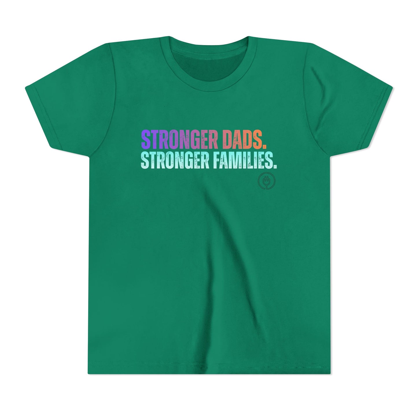 Youth Tee — "Stronger Dads. Stronger Families." Pastel Gradient Kids Shirt