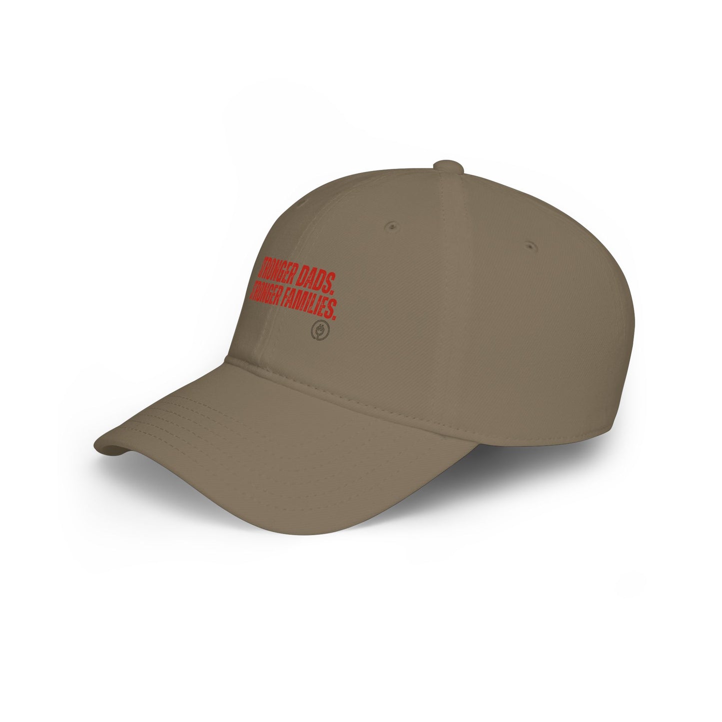 Stronger Dads, Stronger Families Baseball Cap — Embroidered Red Text Dad Hat