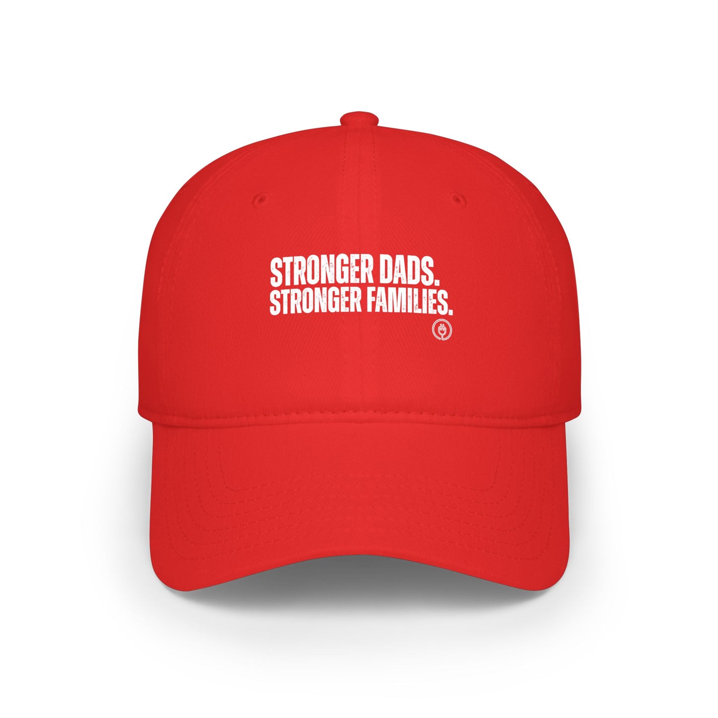 Dad Strength Baseball Cap — "Stronger Dads, Stronger Families." Red Low-Profile Hat