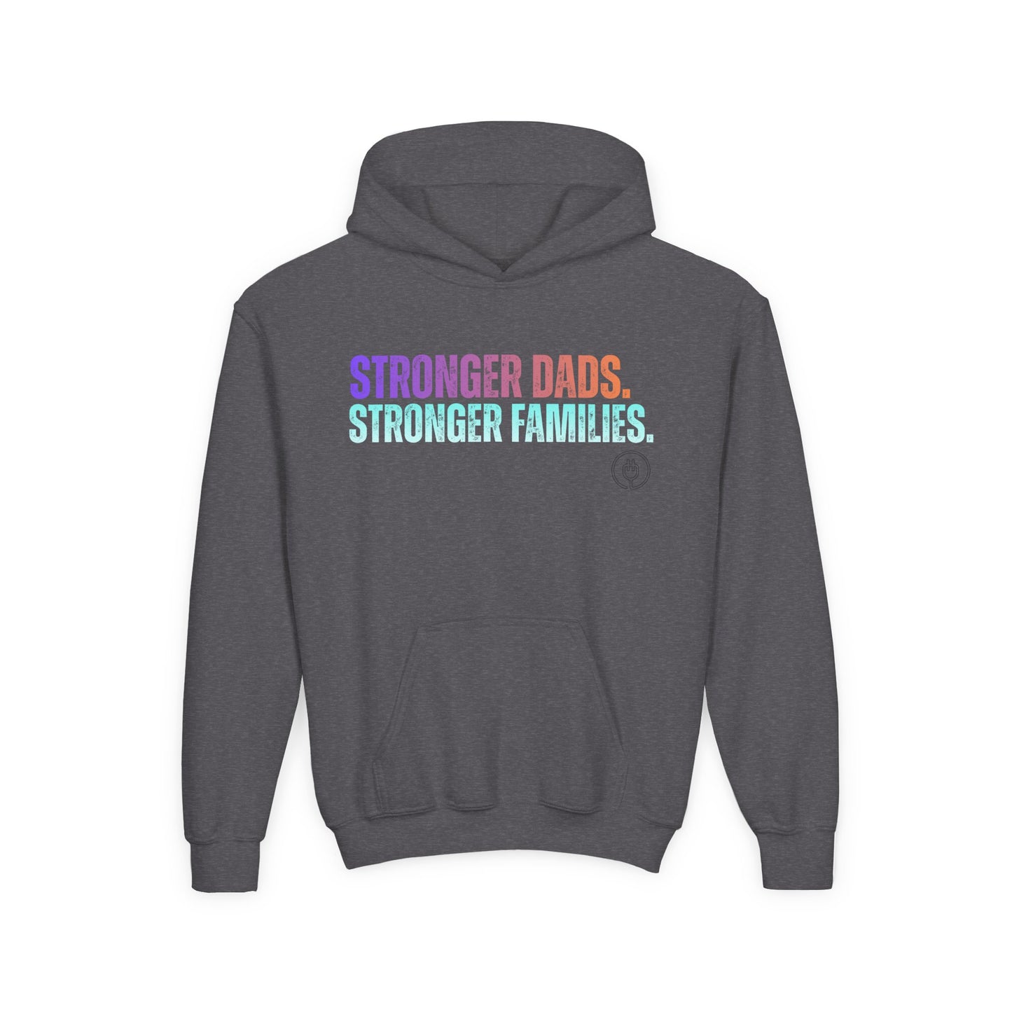 Youth Hoodie - "Stronger Dads. Stronger Families." Pastel Empowerment Pullover