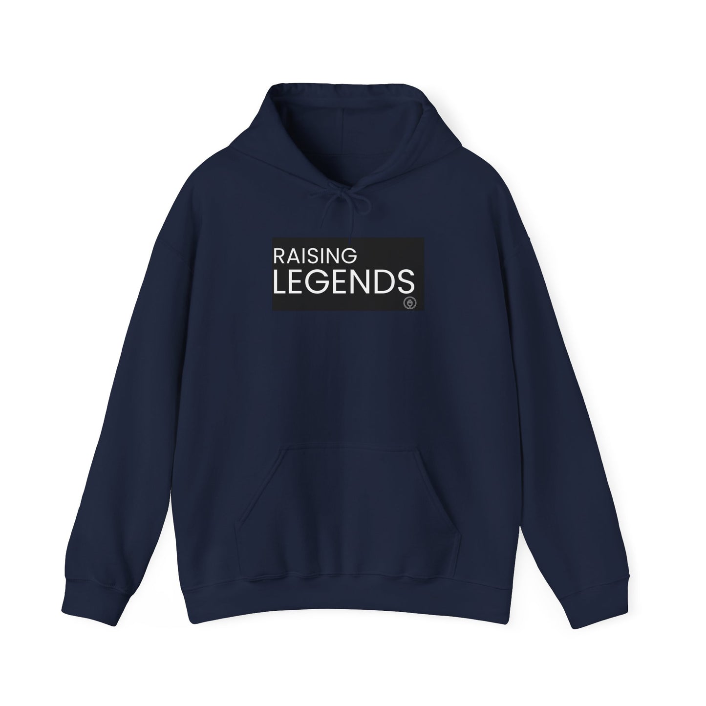 Raising Legends Hoodie - Bold Black Box Text Sweatshirt for Parents & Mentors