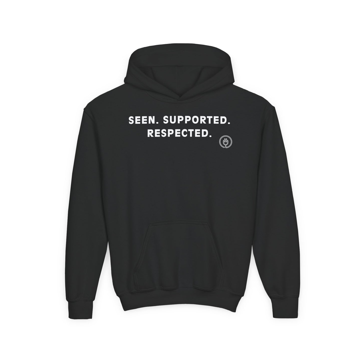Youth Hoodie — "Seen. Supported. Respected." Empowerment Pullover