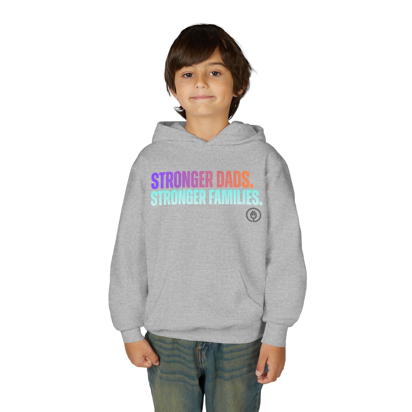 Youth Hoodie - "Stronger Dads. Stronger Families." Pastel Empowerment Pullover
