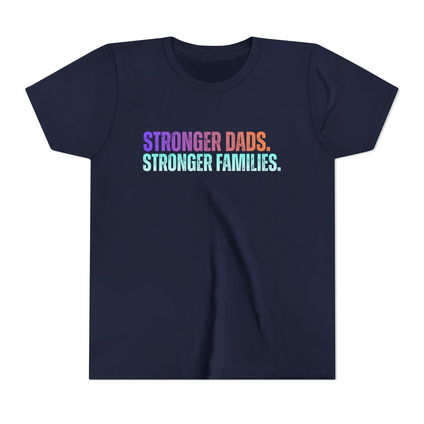 Youth Tee — "Stronger Dads. Stronger Families." Pastel Gradient Kids Shirt