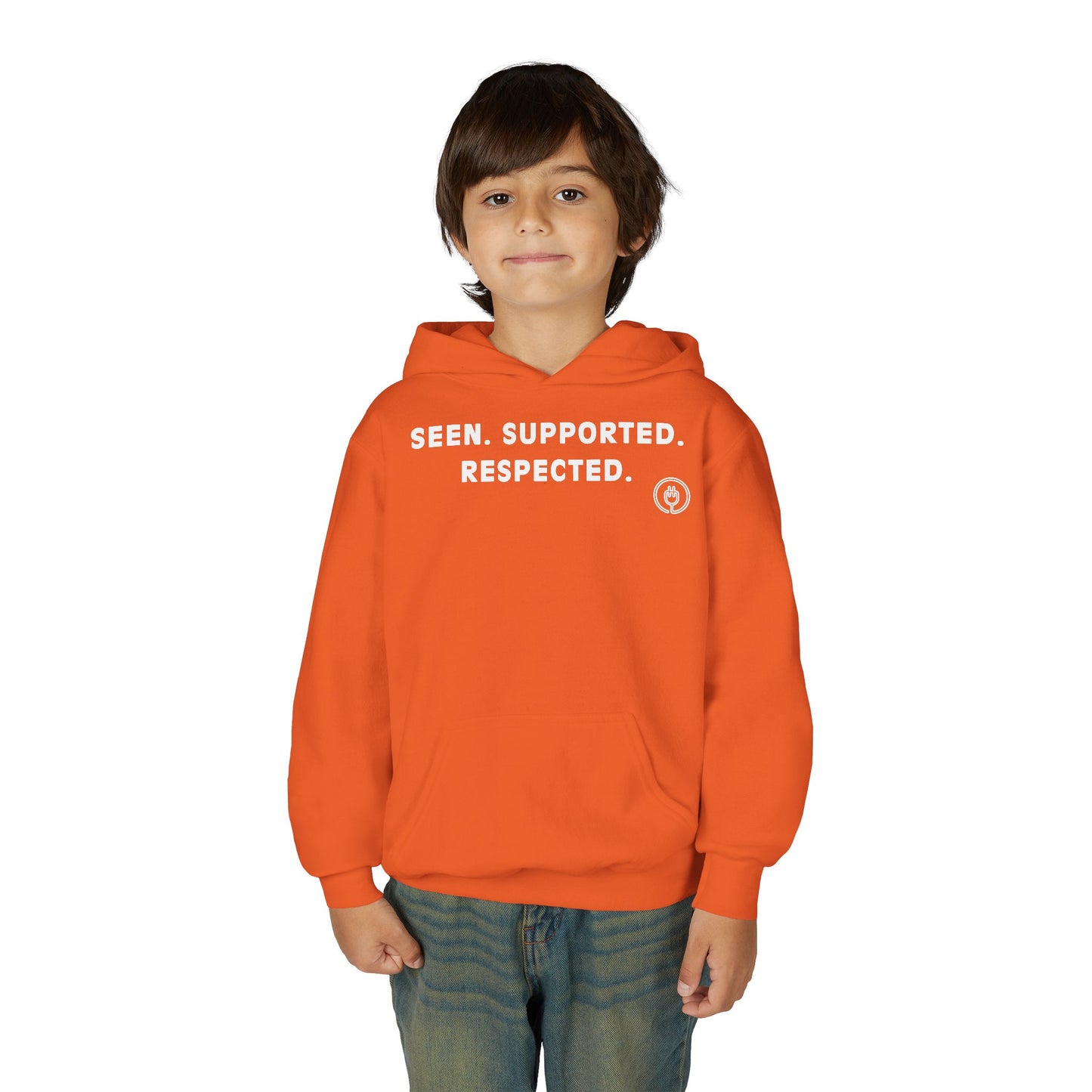 Youth Hoodie — "Seen. Supported. Respected." Empowerment Pullover