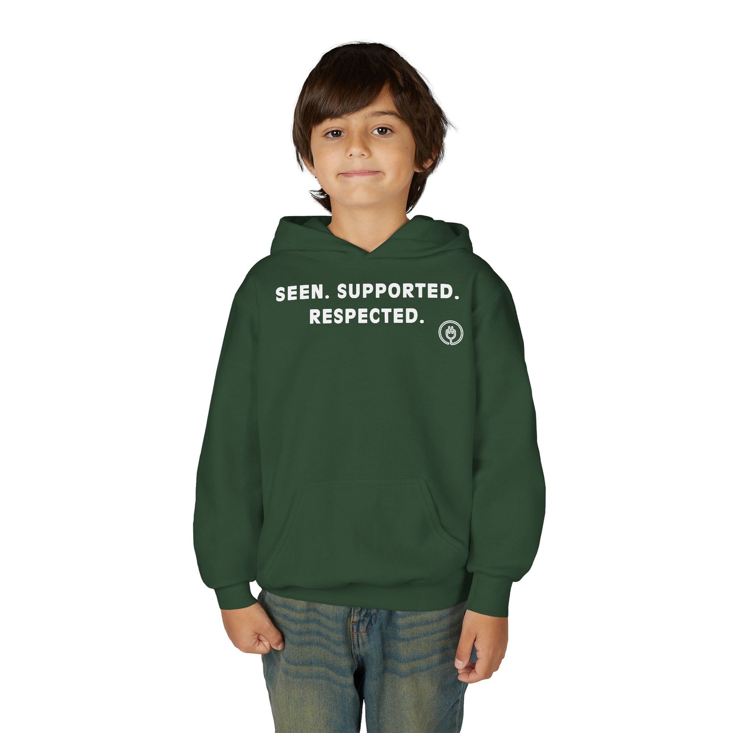 Youth Hoodie — "Seen. Supported. Respected." Empowerment Pullover