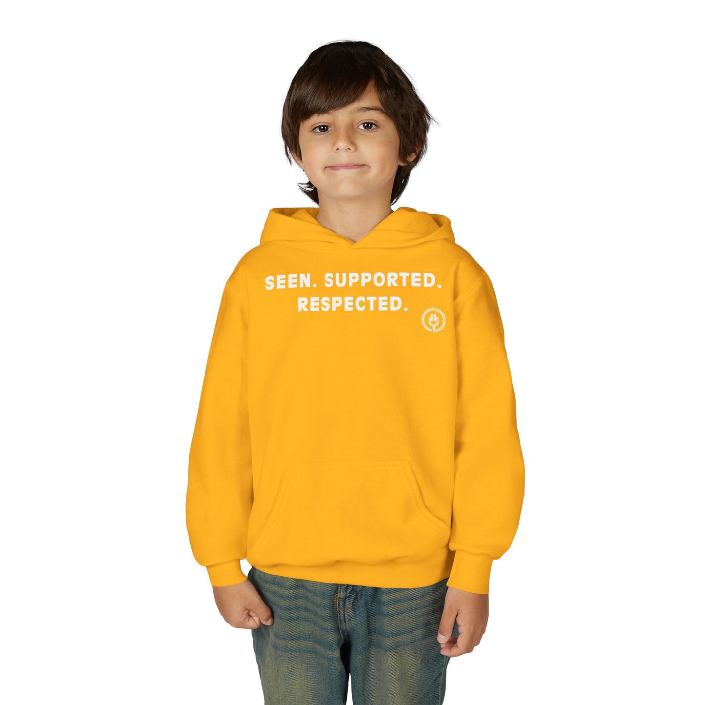 Youth Hoodie — "Seen. Supported. Respected." Empowerment Pullover