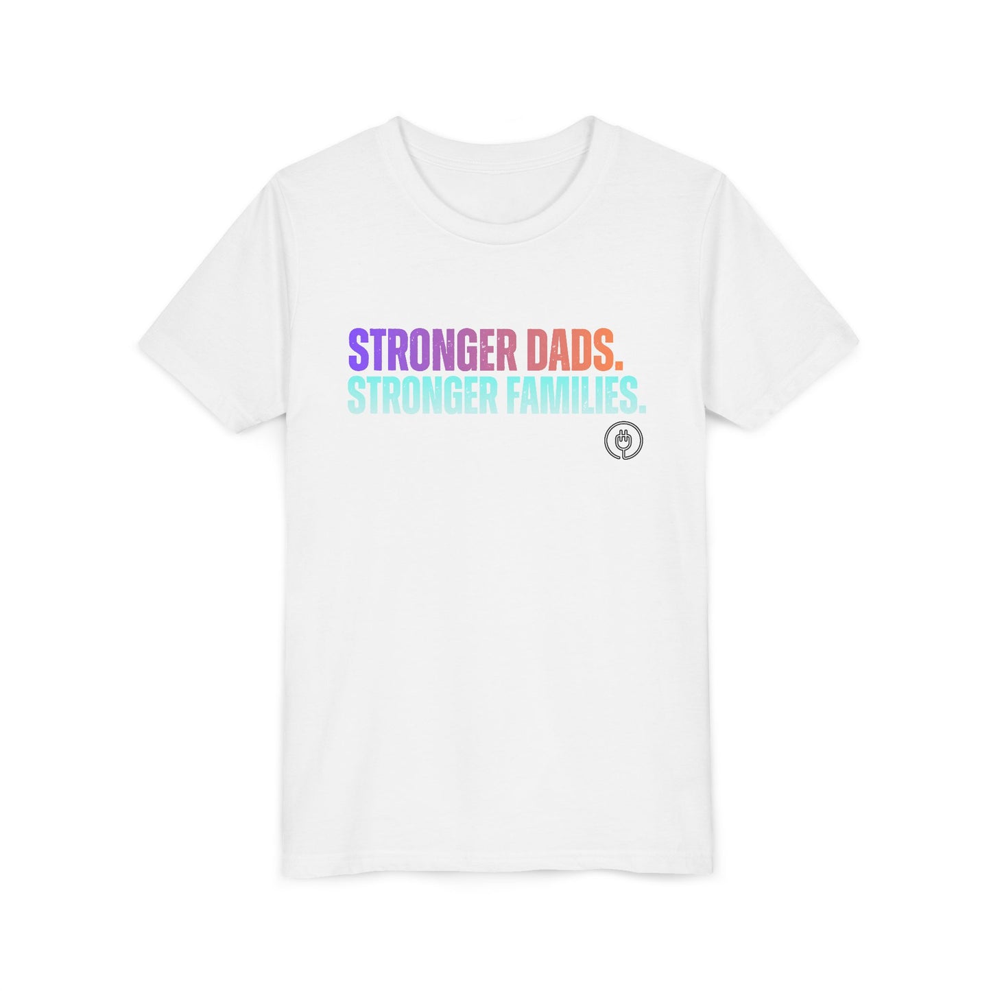 Youth Tee — "Stronger Dads. Stronger Families." Pastel Gradient Kids Shirt
