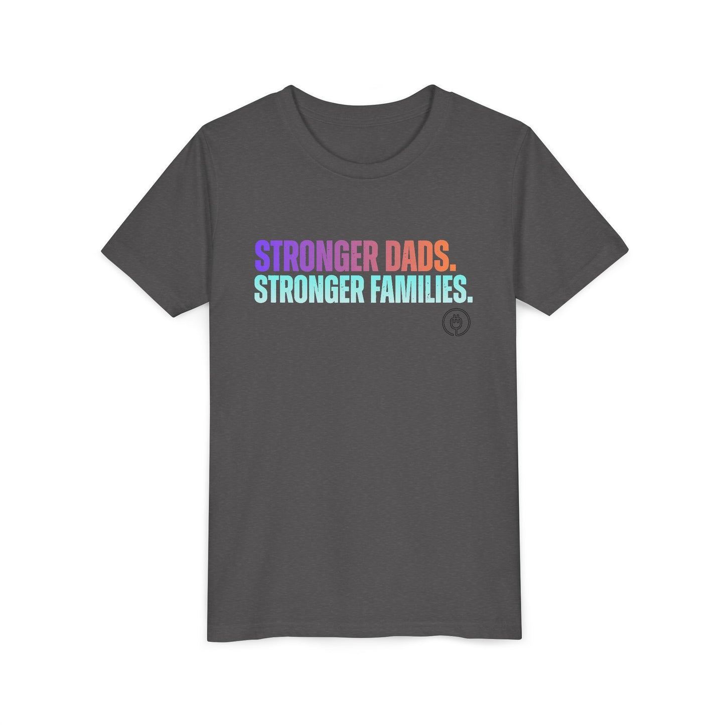 Youth Tee — "Stronger Dads. Stronger Families." Pastel Gradient Kids Shirt