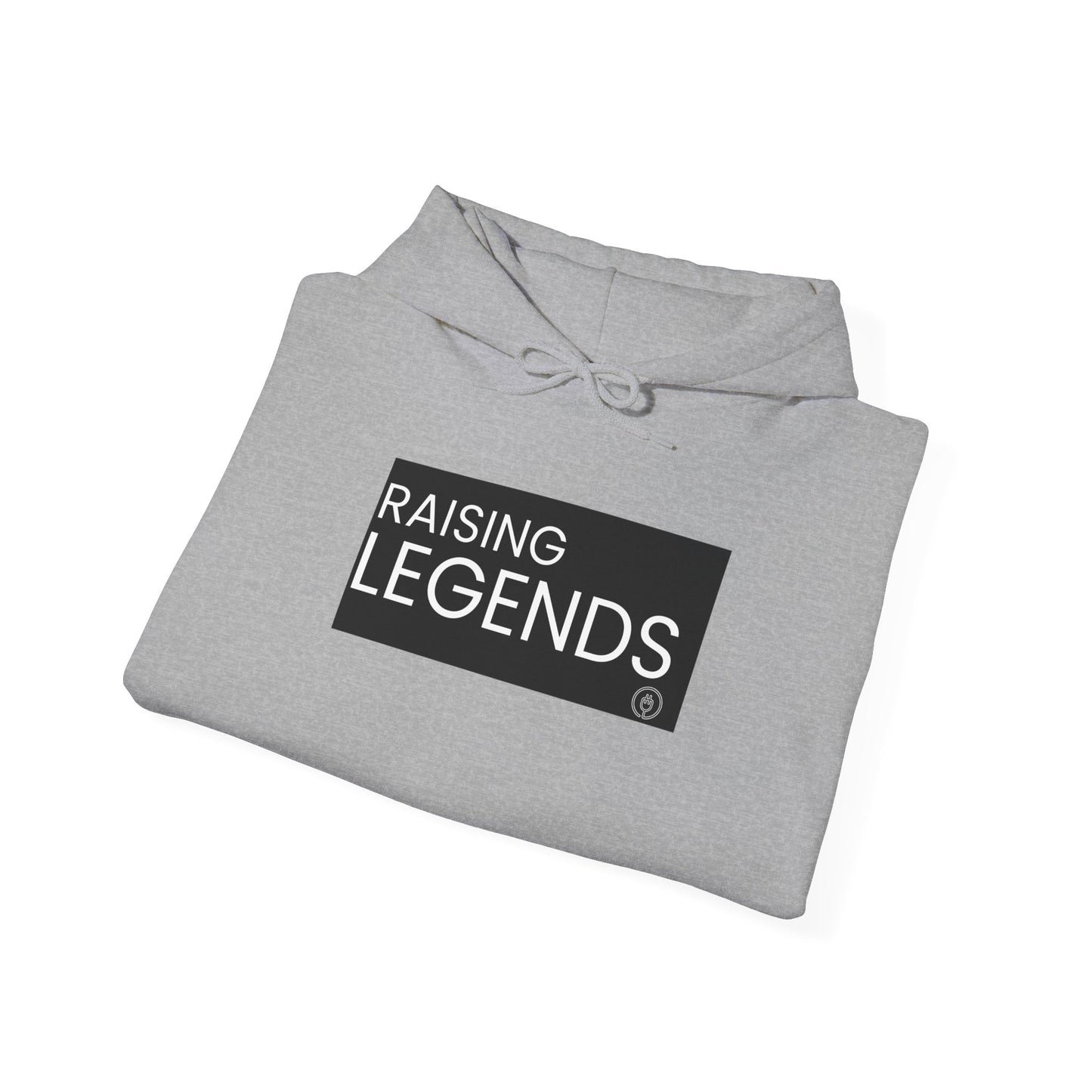 Raising Legends Hoodie - Bold Black Box Text Sweatshirt for Parents & Mentors