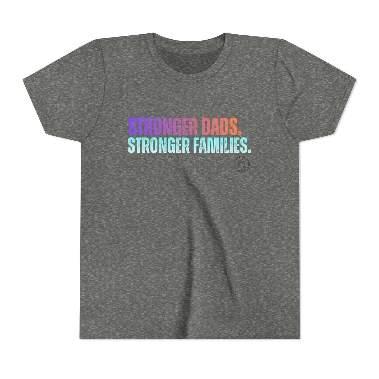 Youth Tee — "Stronger Dads. Stronger Families." Pastel Gradient Kids Shirt