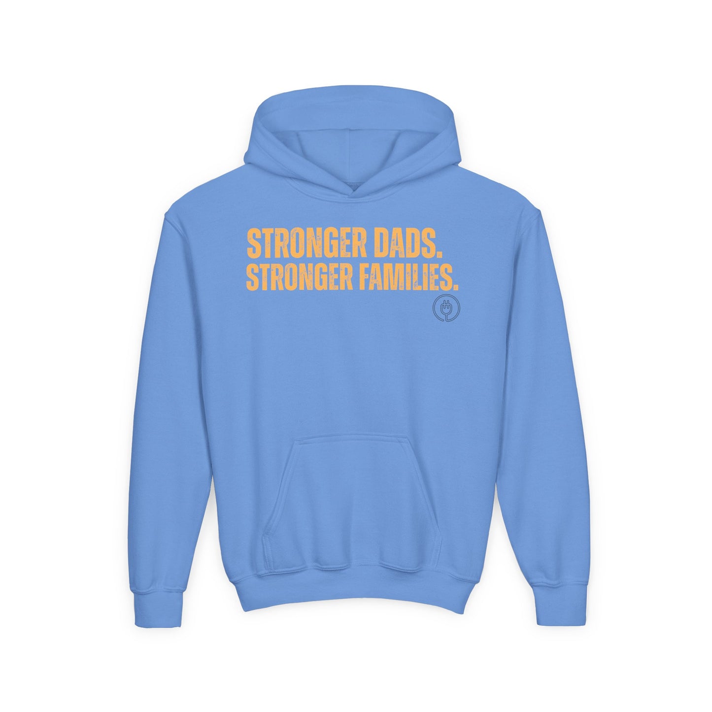 Youth Hoodie — "Stronger Dads. Stronger Families." Motivational Kids Pullover