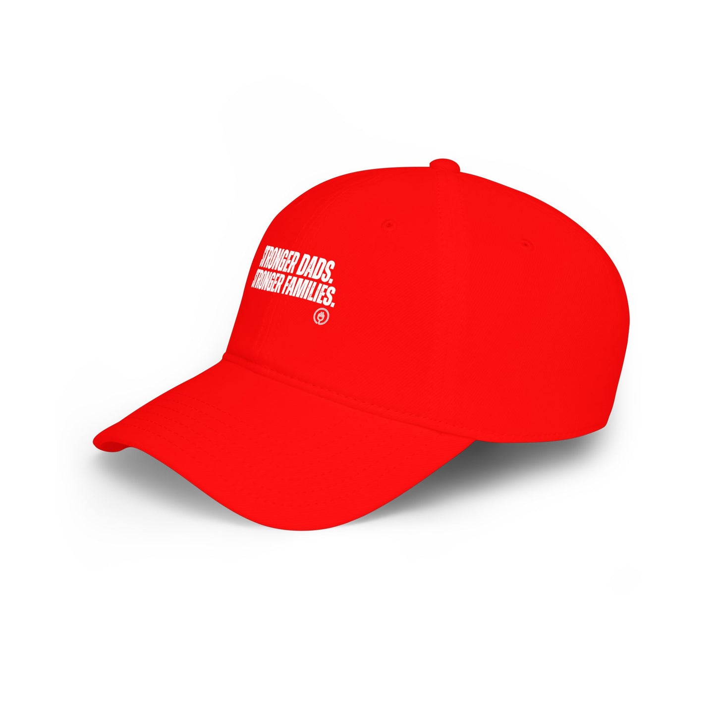 Dad Strength Baseball Cap — "Stronger Dads, Stronger Families." Red Low-Profile Hat