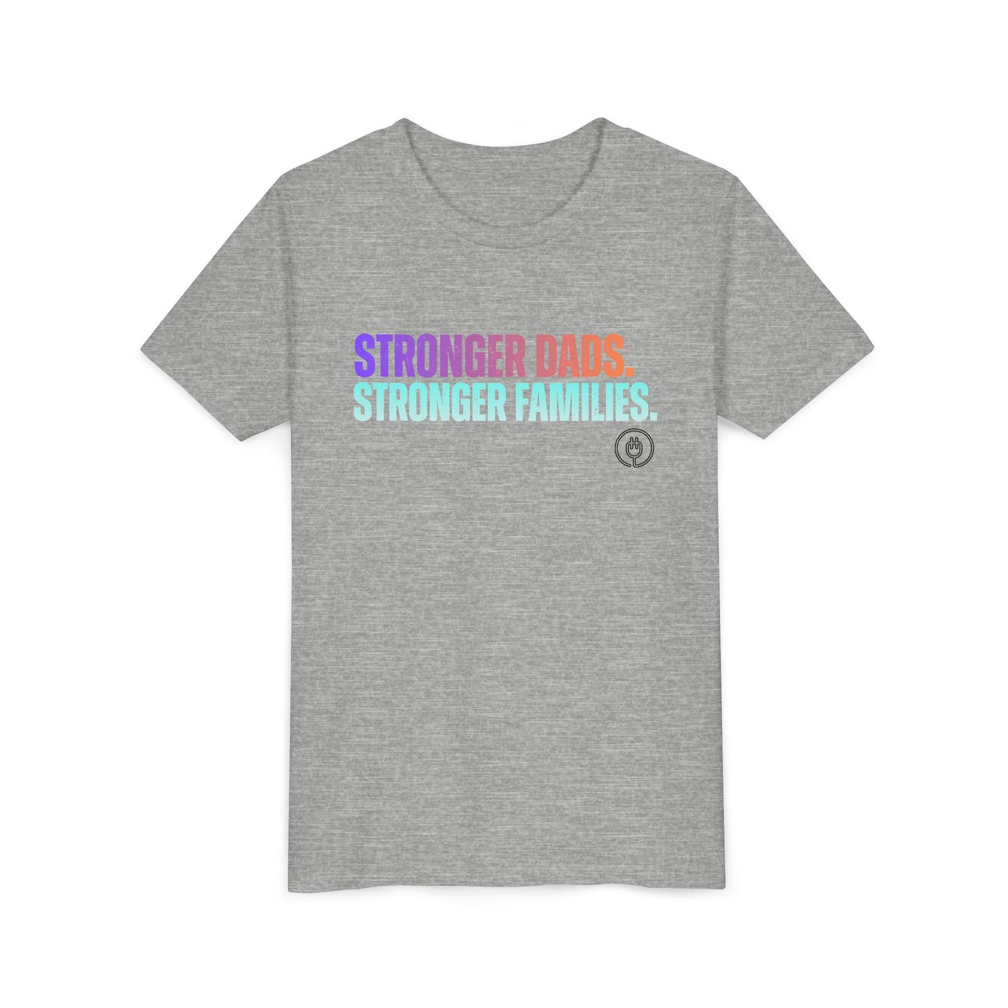 Youth Tee — "Stronger Dads. Stronger Families." Pastel Gradient Kids Shirt