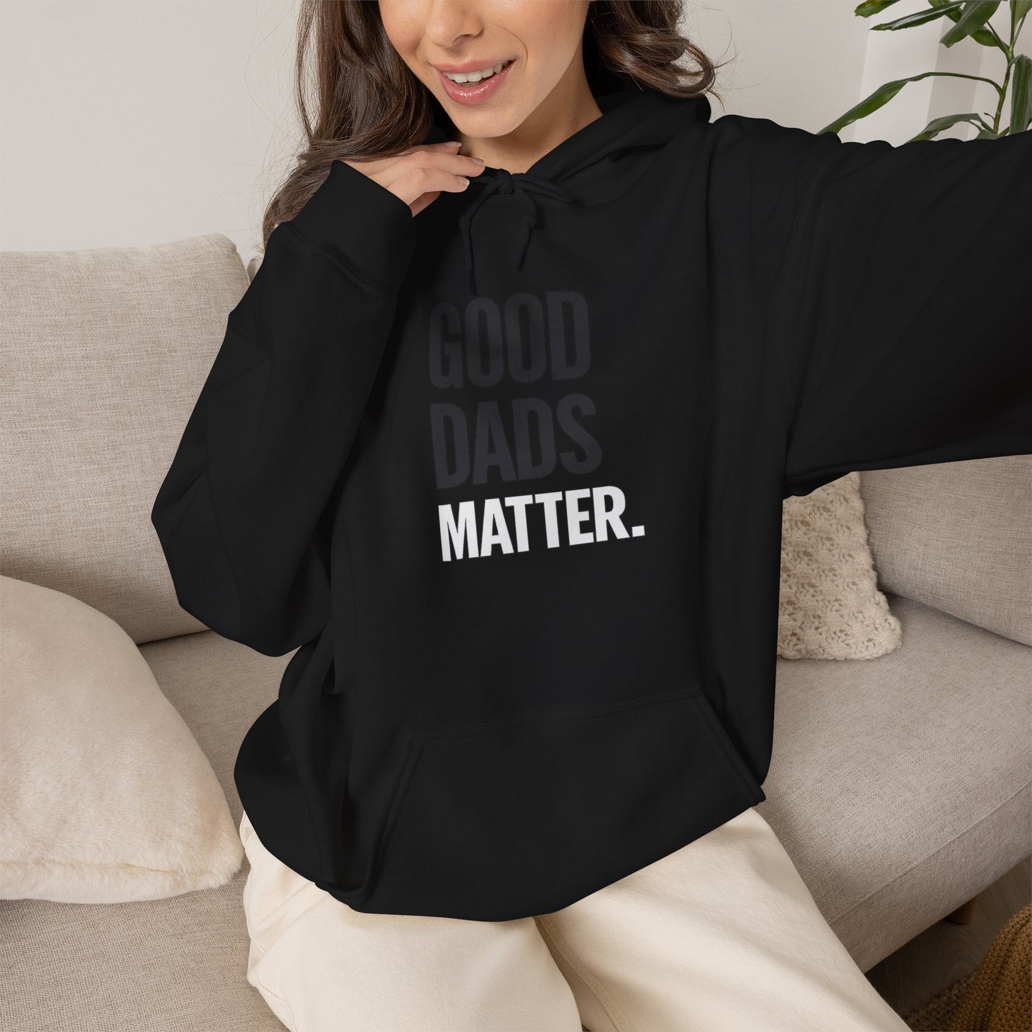 Good Dads Matter Black & White Adult Hoodie