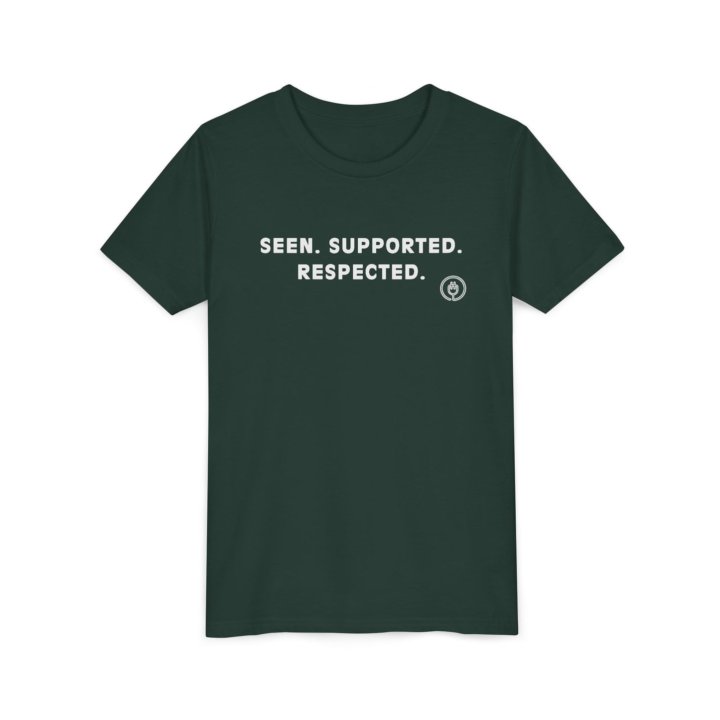 Seen. Supported. Respected. Youth Tee — Empowerment Kids Short Sleeve Shirt