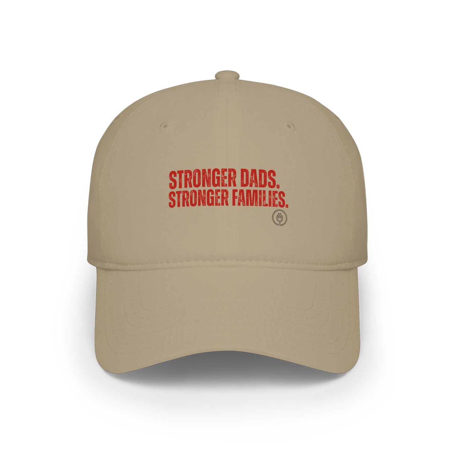 Stronger Dads, Stronger Families Baseball Cap — Embroidered Red Text Dad Hat