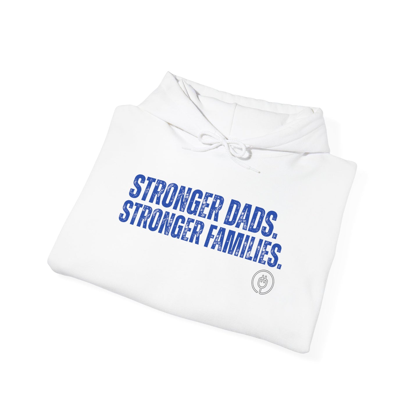 Stronger Dads. Stronger Families. Blue Letter Adult Hoodie