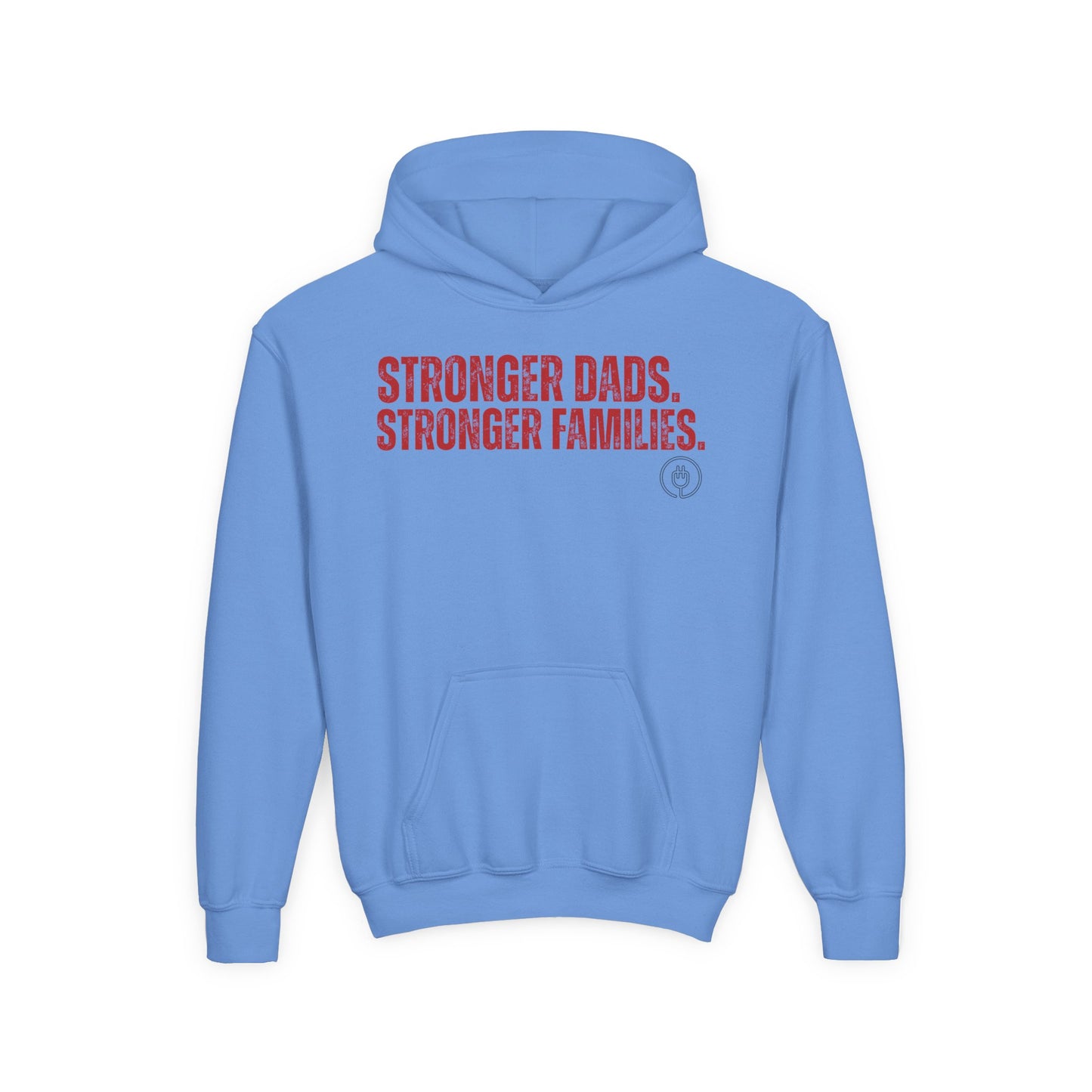 Youth Hoodie — "Stronger Dads, Stronger Families." Motivational Kids Pullover