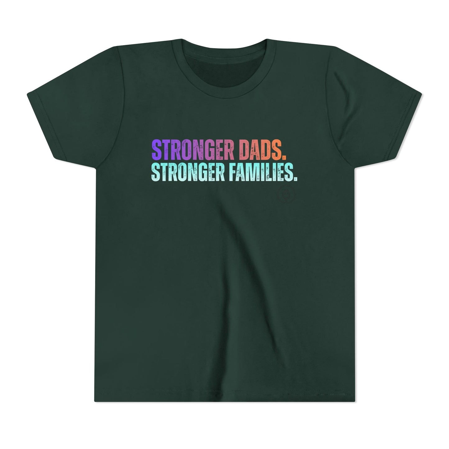 Youth Tee — "Stronger Dads. Stronger Families." Pastel Gradient Kids Shirt