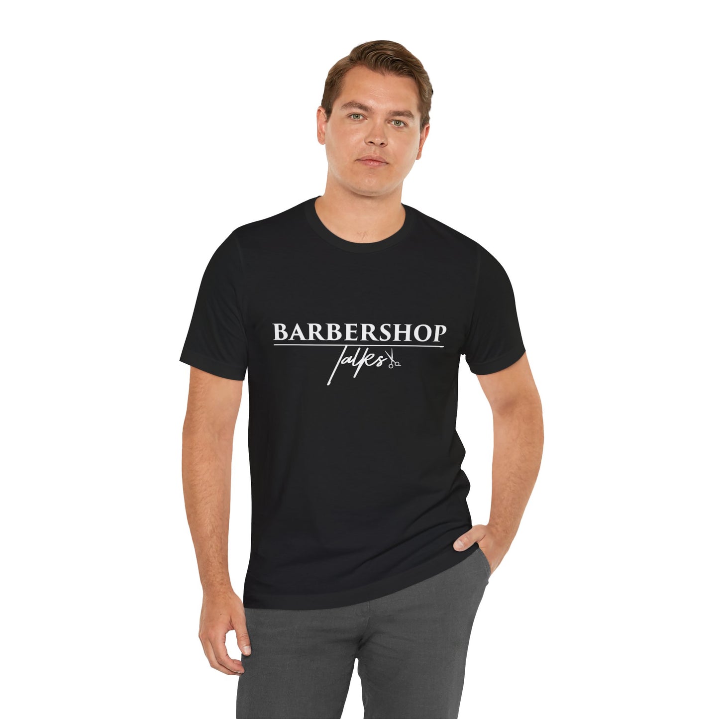 Barbershop Talk Tee — Casual Barber Shop Graphic T-Shirt
