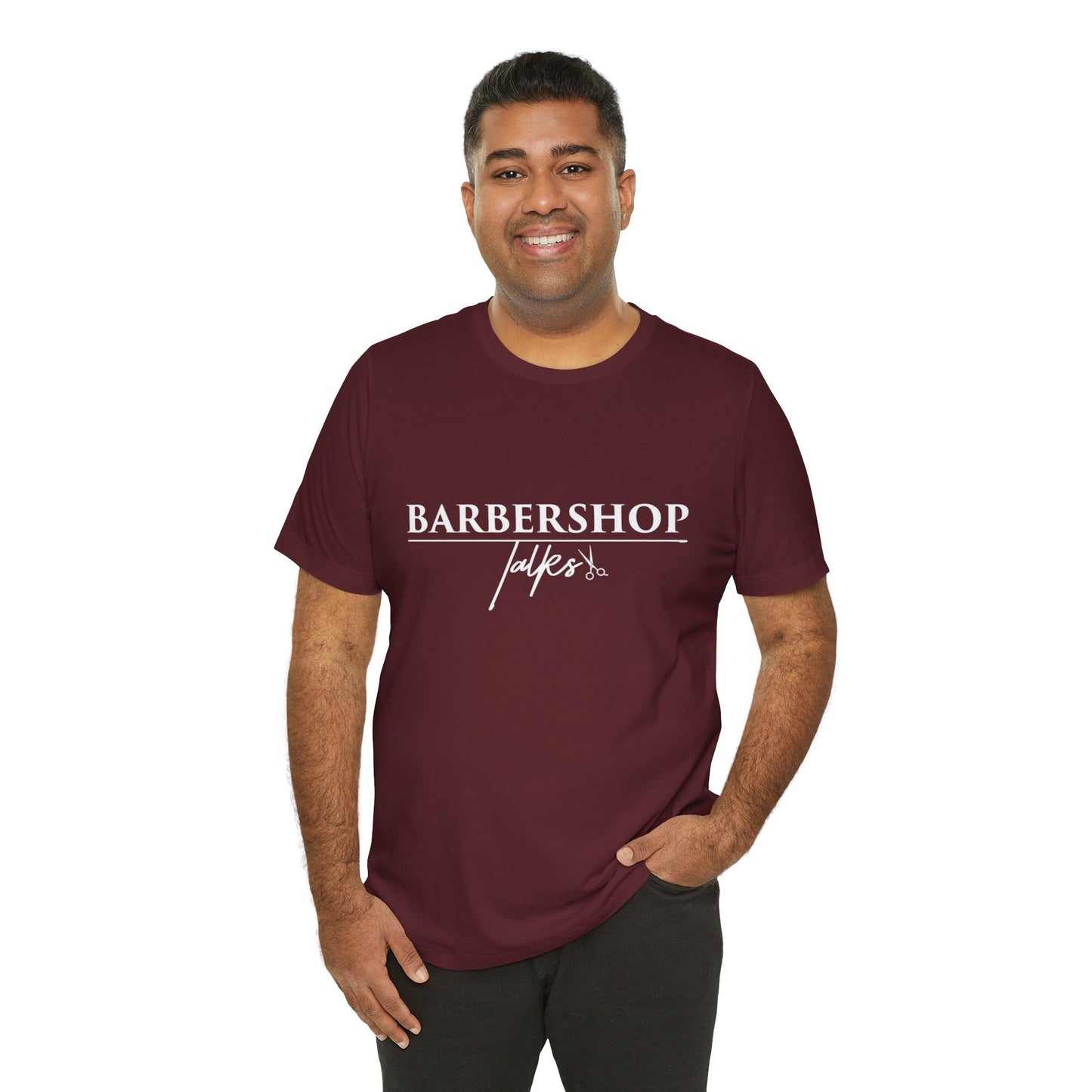 Barbershop Talk Tee — Casual Barber Shop Graphic T-Shirt