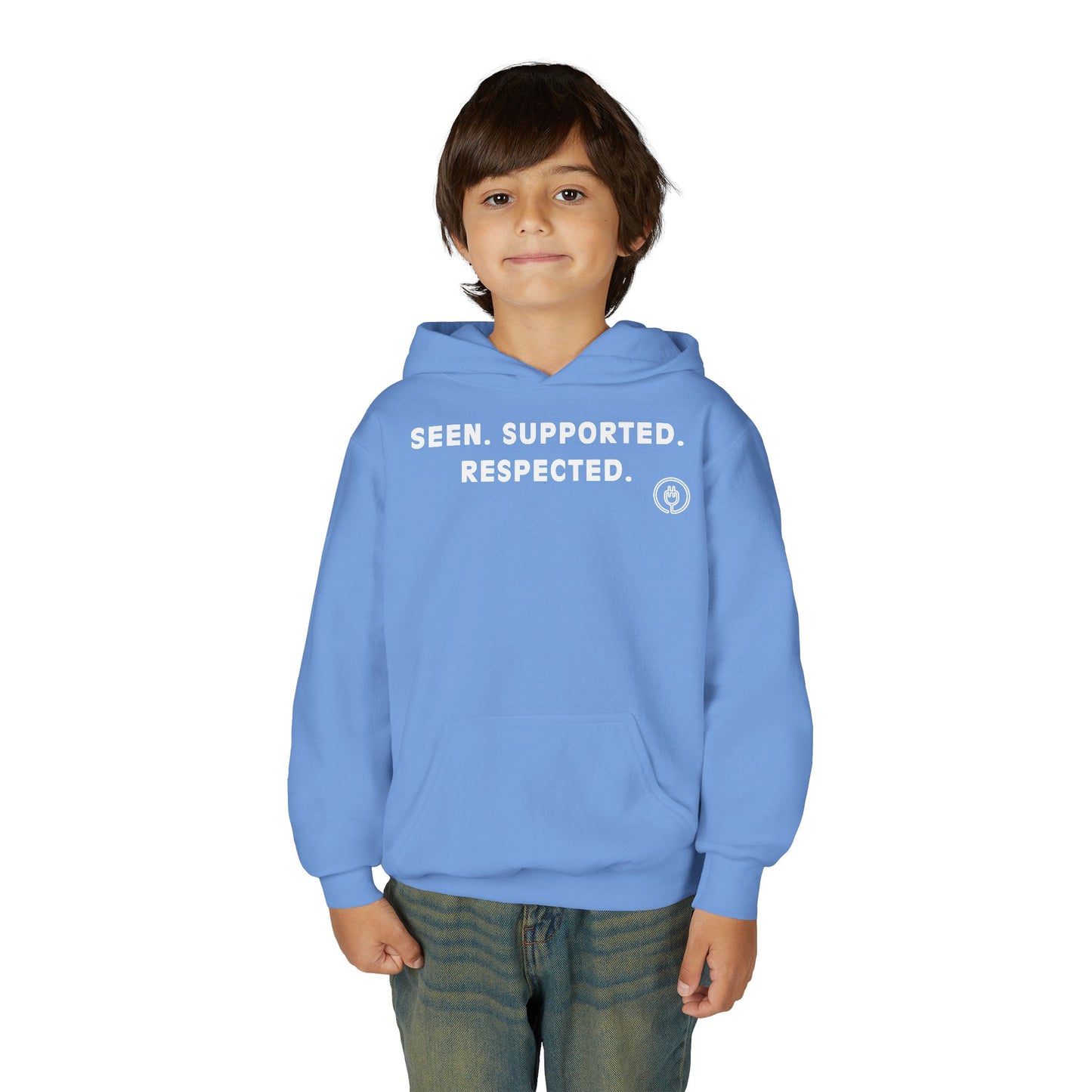 Youth Hoodie — "Seen. Supported. Respected." Empowerment Pullover