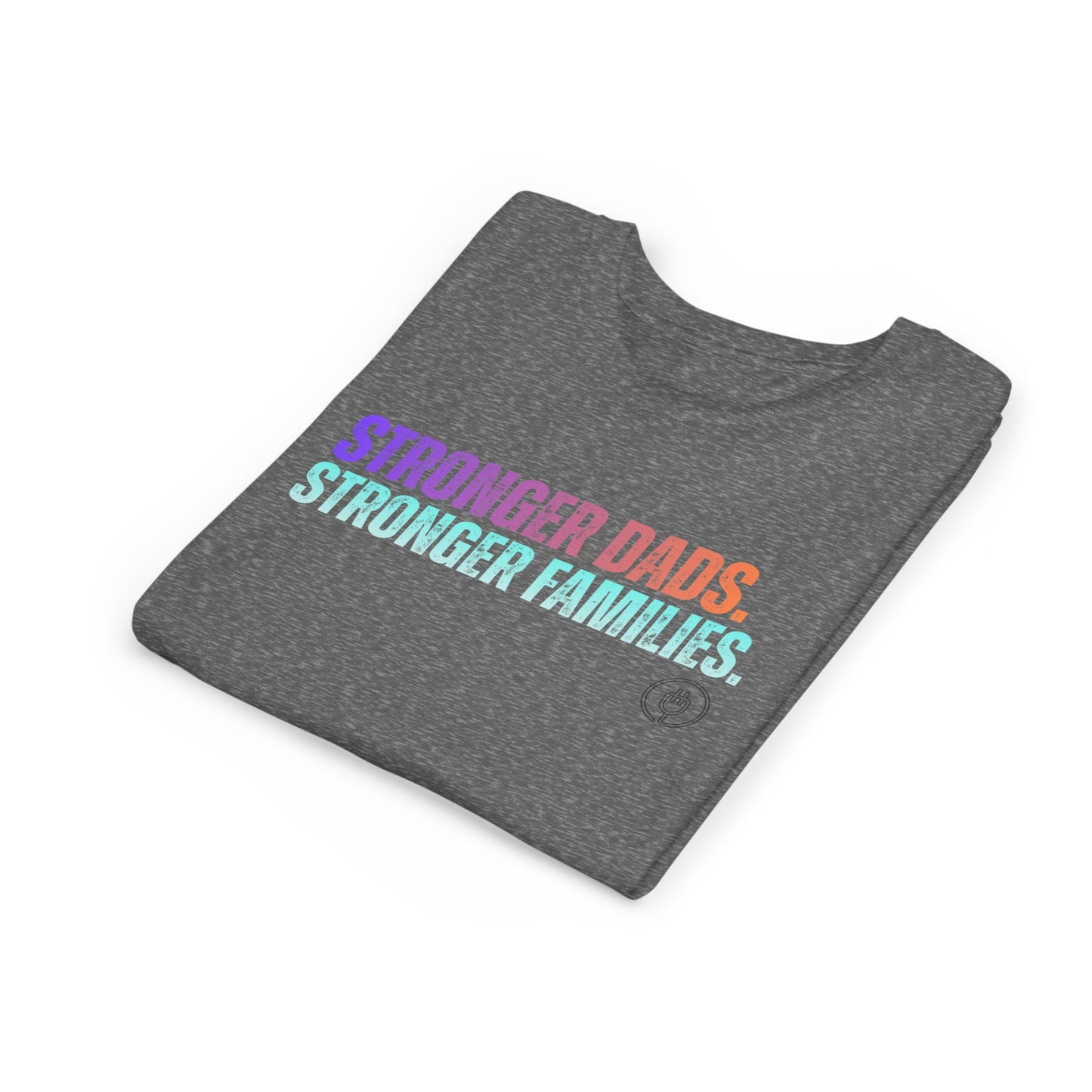 Youth Tee — "Stronger Dads. Stronger Families." Pastel Gradient Kids Shirt