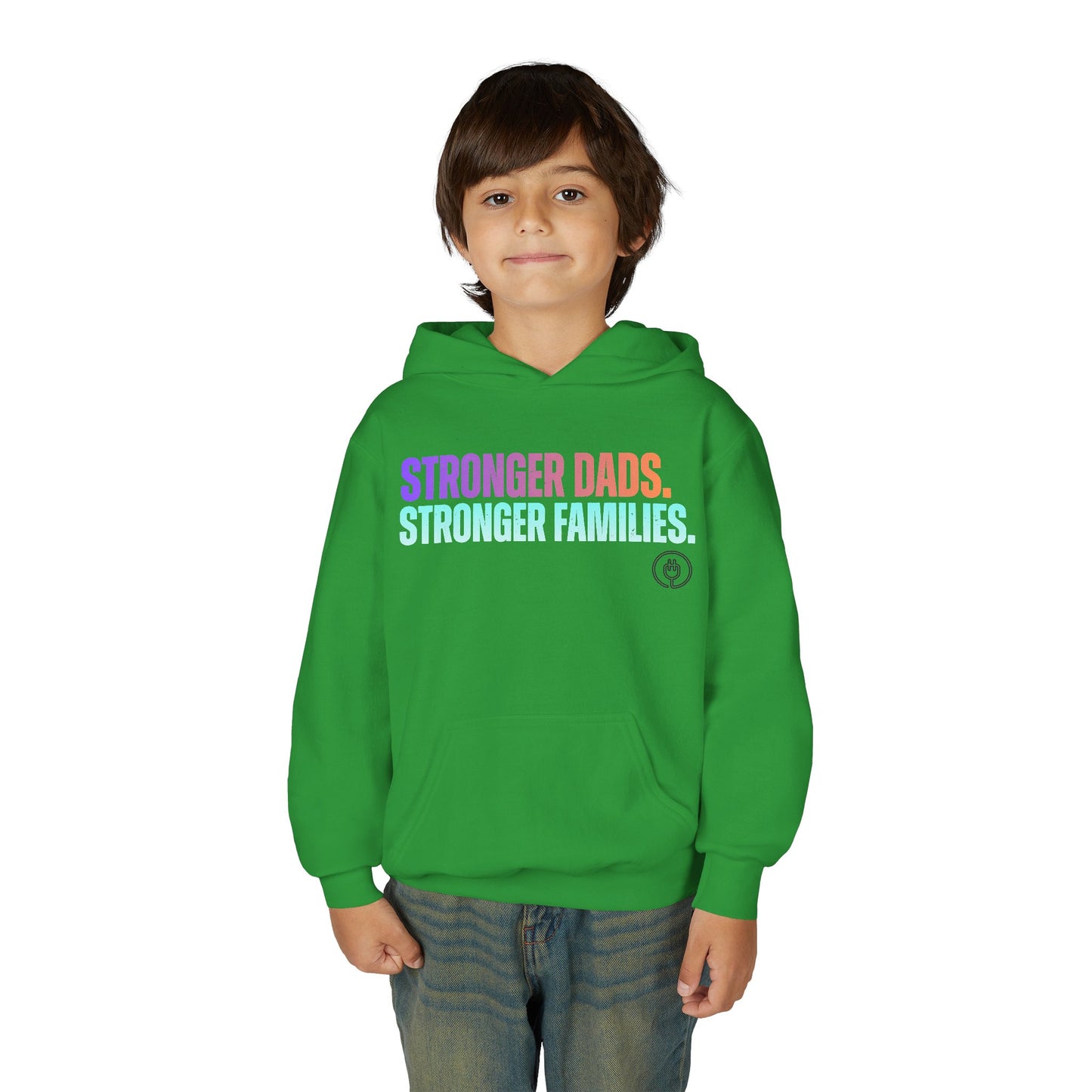 Youth Hoodie - "Stronger Dads. Stronger Families." Pastel Empowerment Pullover