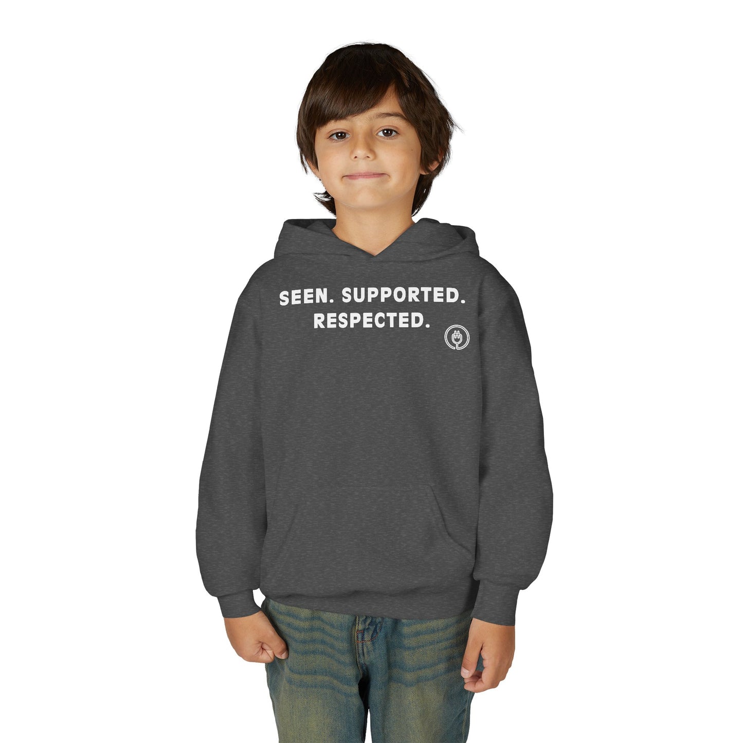 Youth Hoodie — "Seen. Supported. Respected." Empowerment Pullover