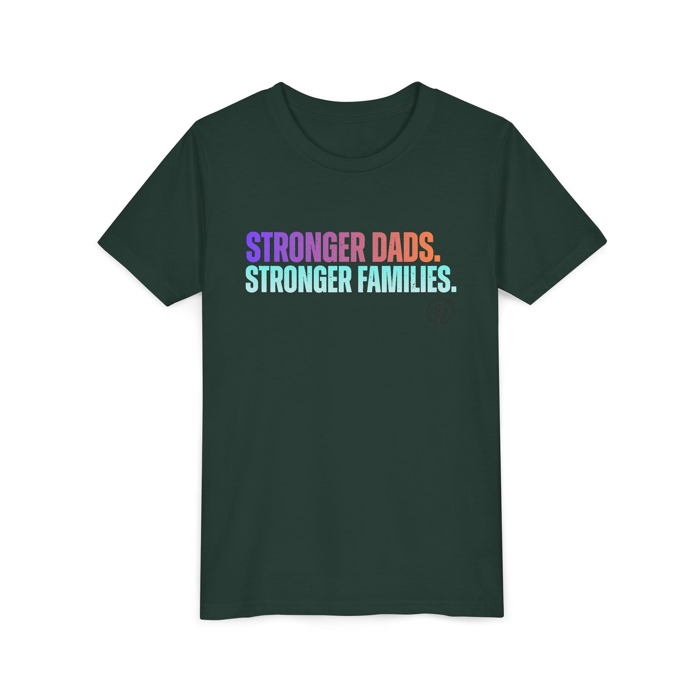 Youth Tee — "Stronger Dads. Stronger Families." Pastel Gradient Kids Shirt