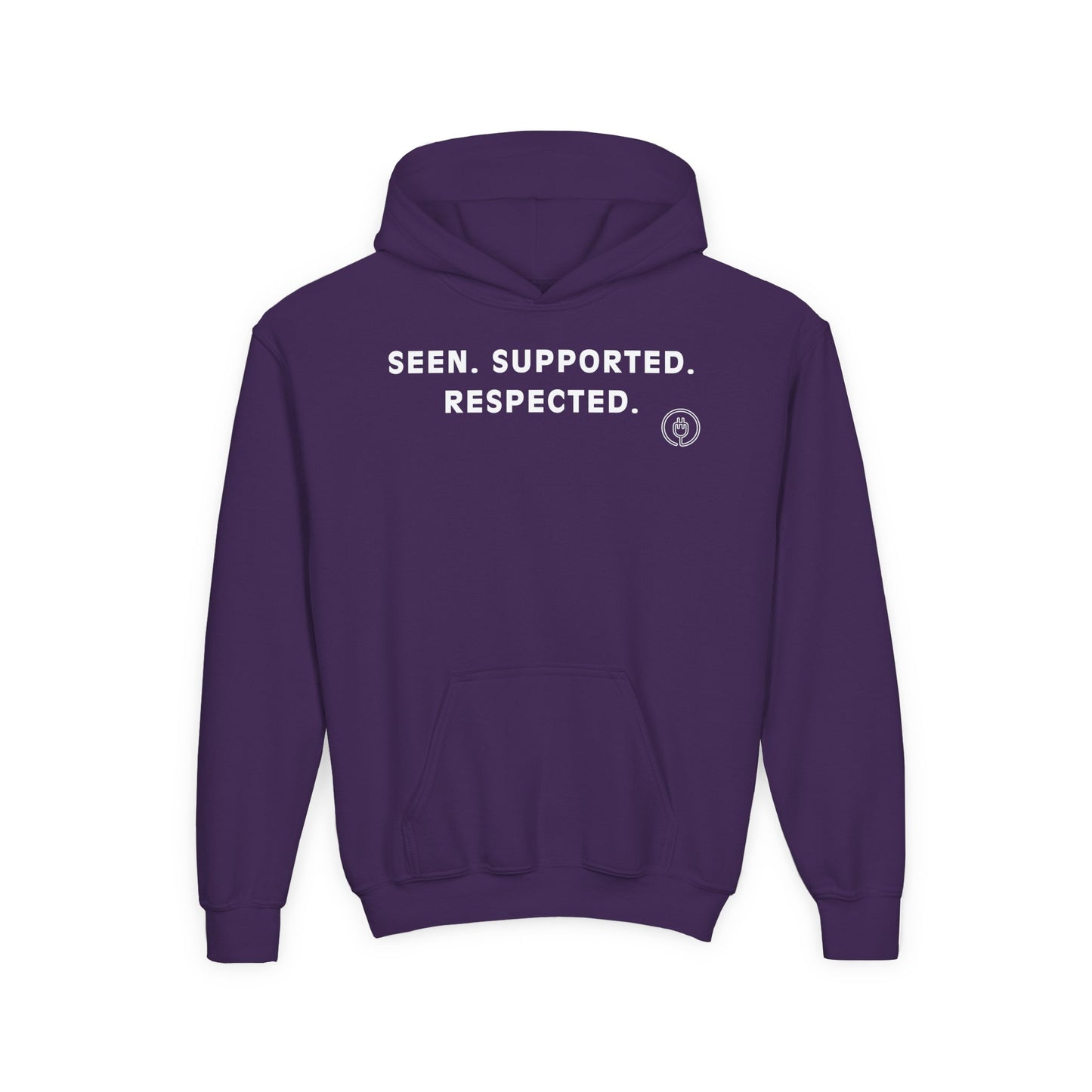 Youth Hoodie — "Seen. Supported. Respected." Empowerment Pullover