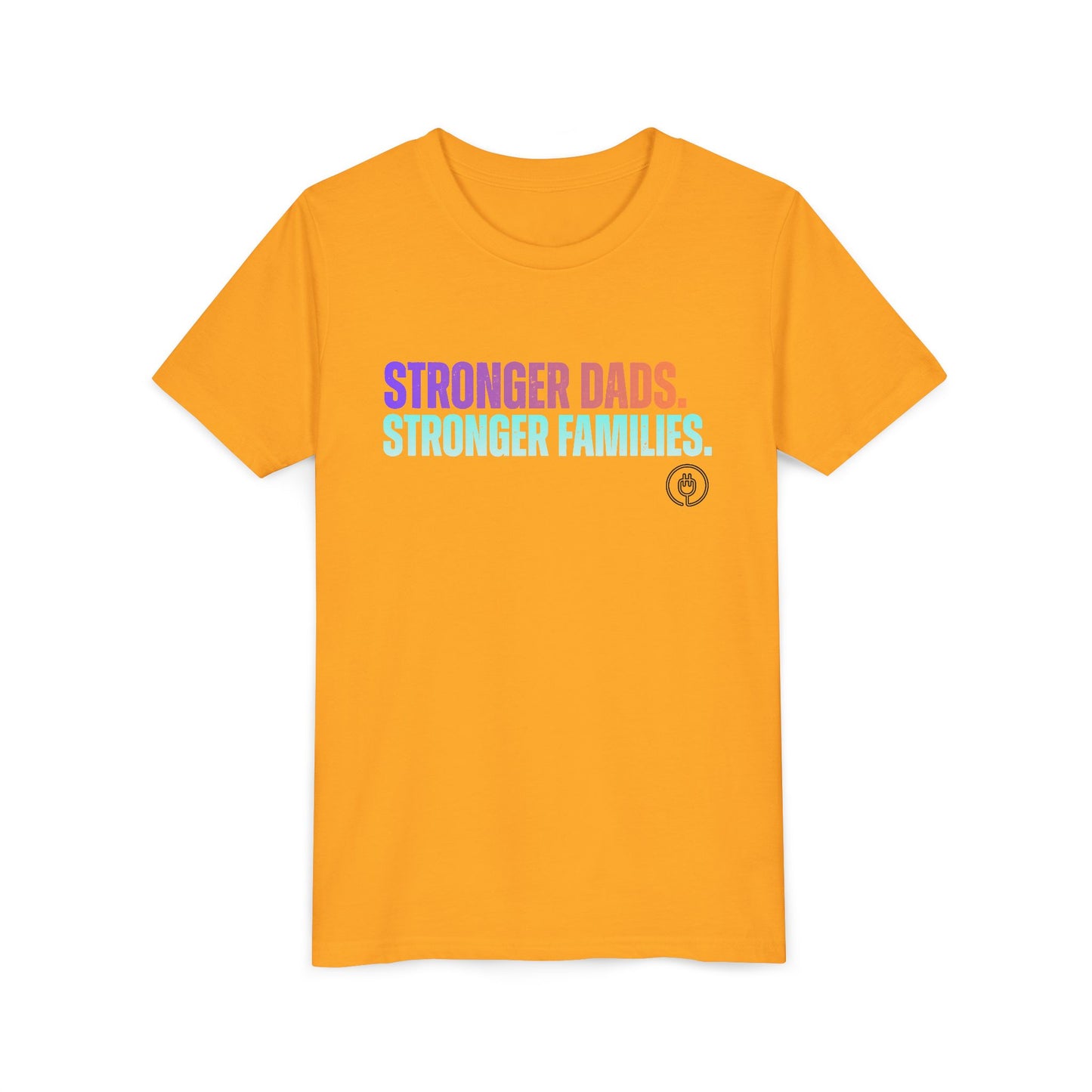 Youth Tee — "Stronger Dads. Stronger Families." Pastel Gradient Kids Shirt