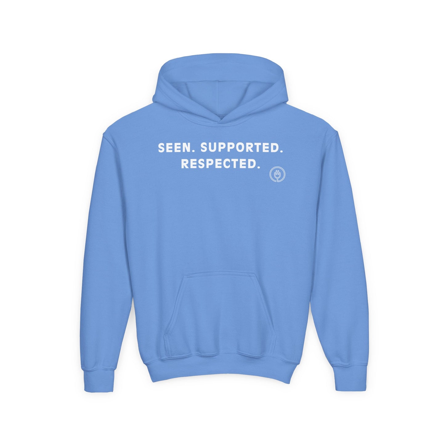 Youth Hoodie — "Seen. Supported. Respected." Empowerment Pullover