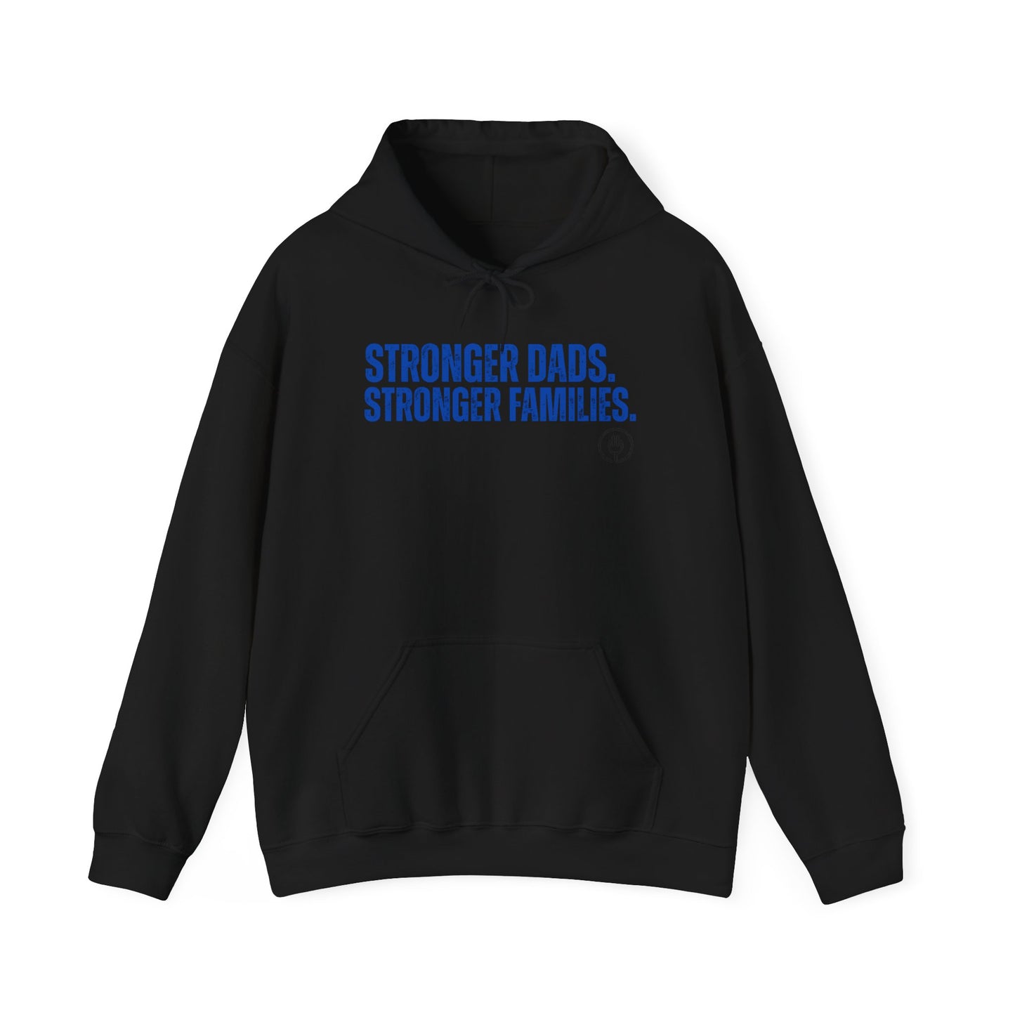 Stronger Dads. Stronger Families. Blue Letter Adult Hoodie