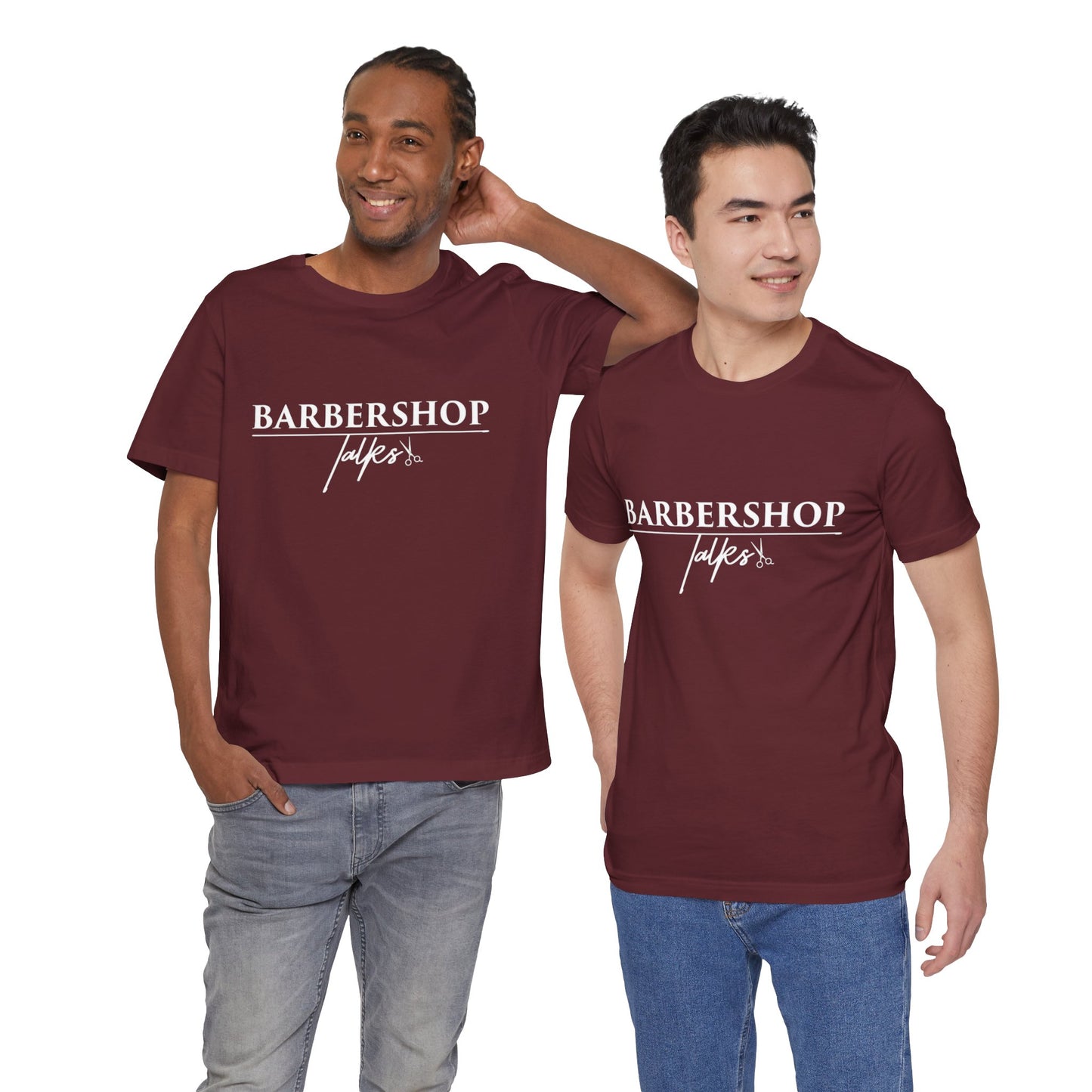Barbershop Talk Tee — Casual Barber Shop Graphic T-Shirt