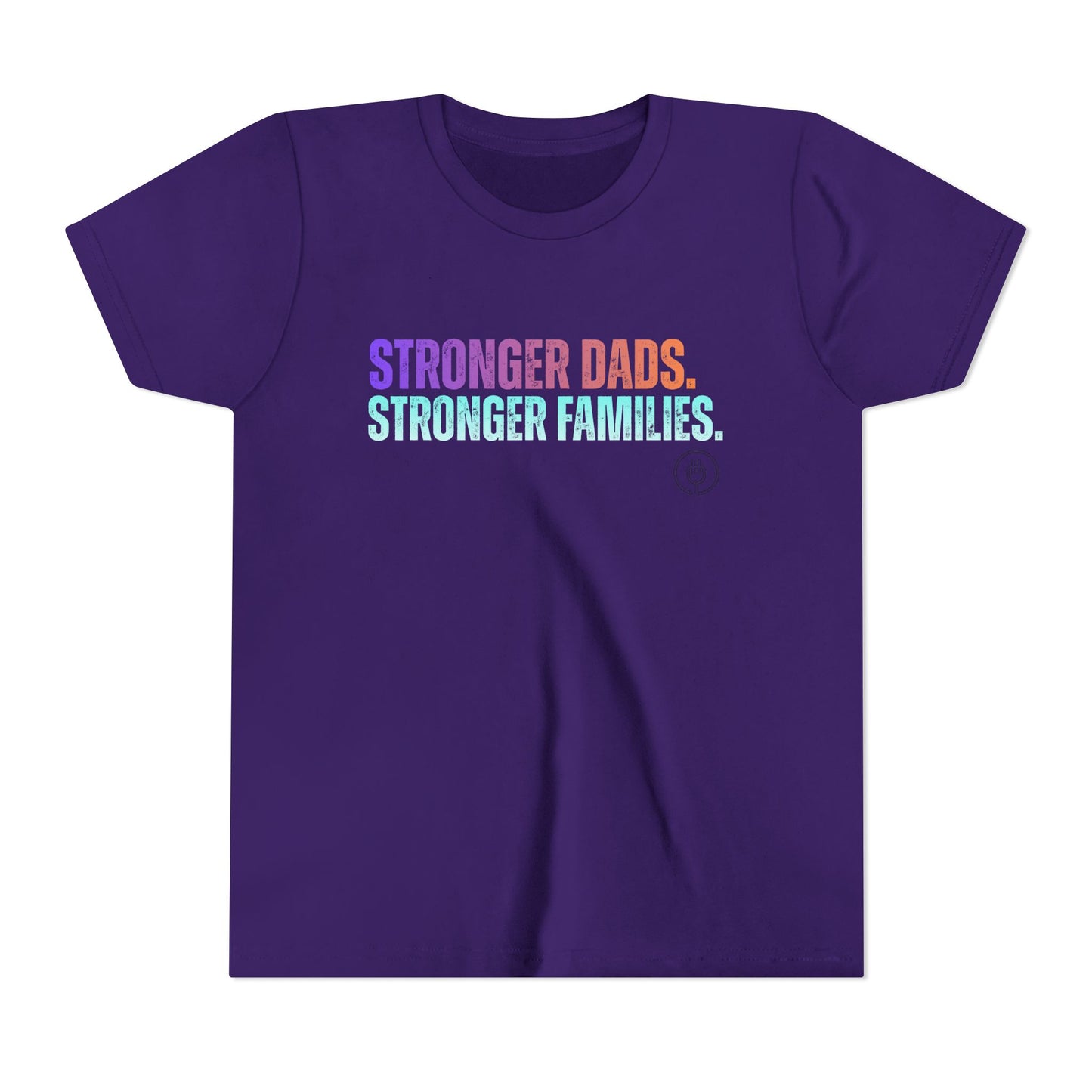 Youth Tee — "Stronger Dads. Stronger Families." Pastel Gradient Kids Shirt