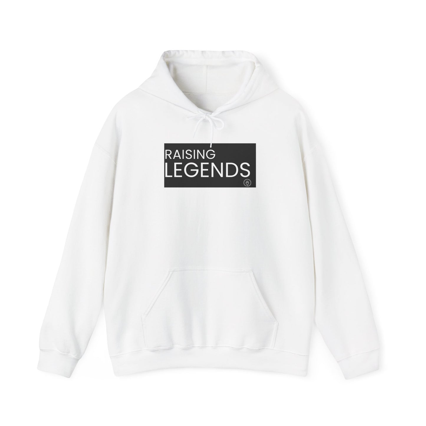 Raising Legends Hoodie - Bold Black Box Text Sweatshirt for Parents & Mentors