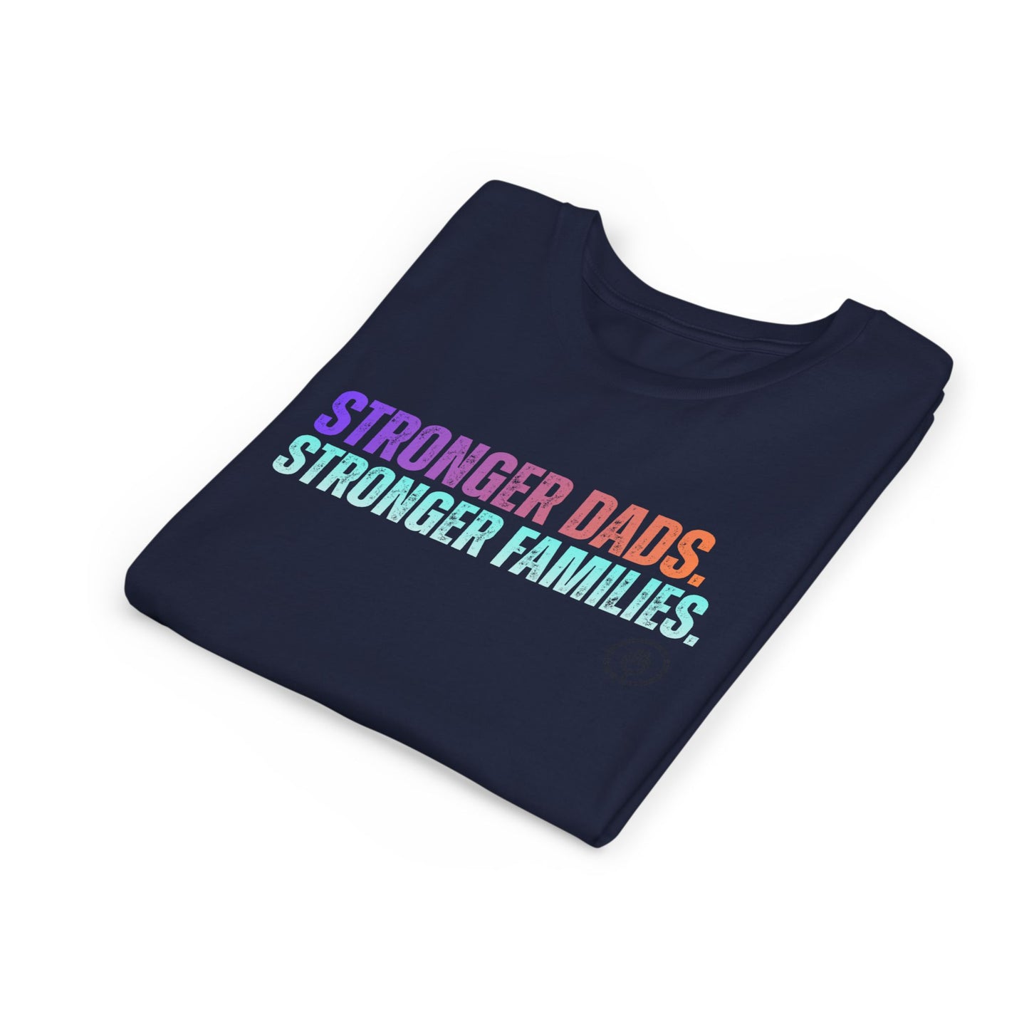 Youth Tee — "Stronger Dads. Stronger Families." Pastel Gradient Kids Shirt