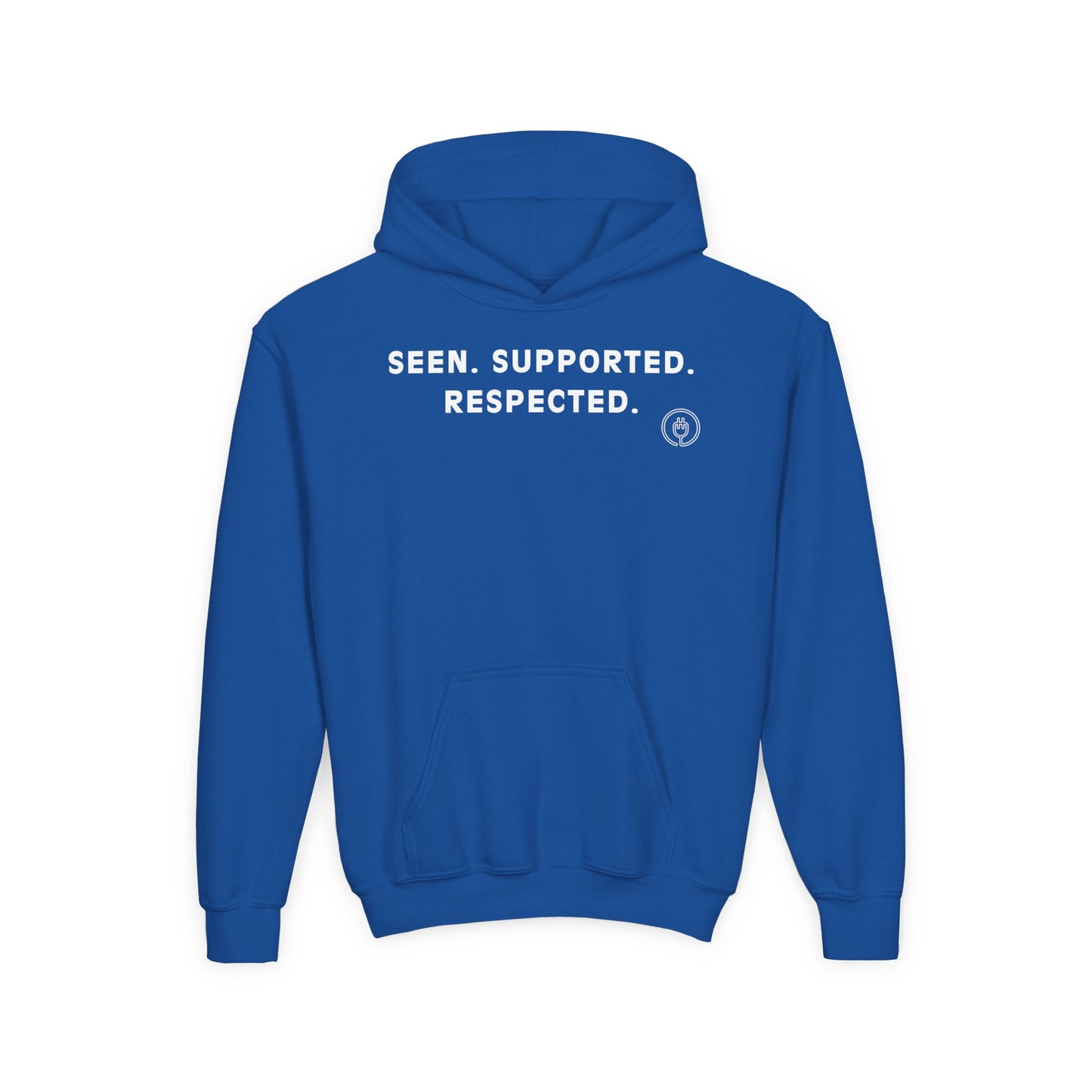 Youth Hoodie — "Seen. Supported. Respected." Empowerment Pullover