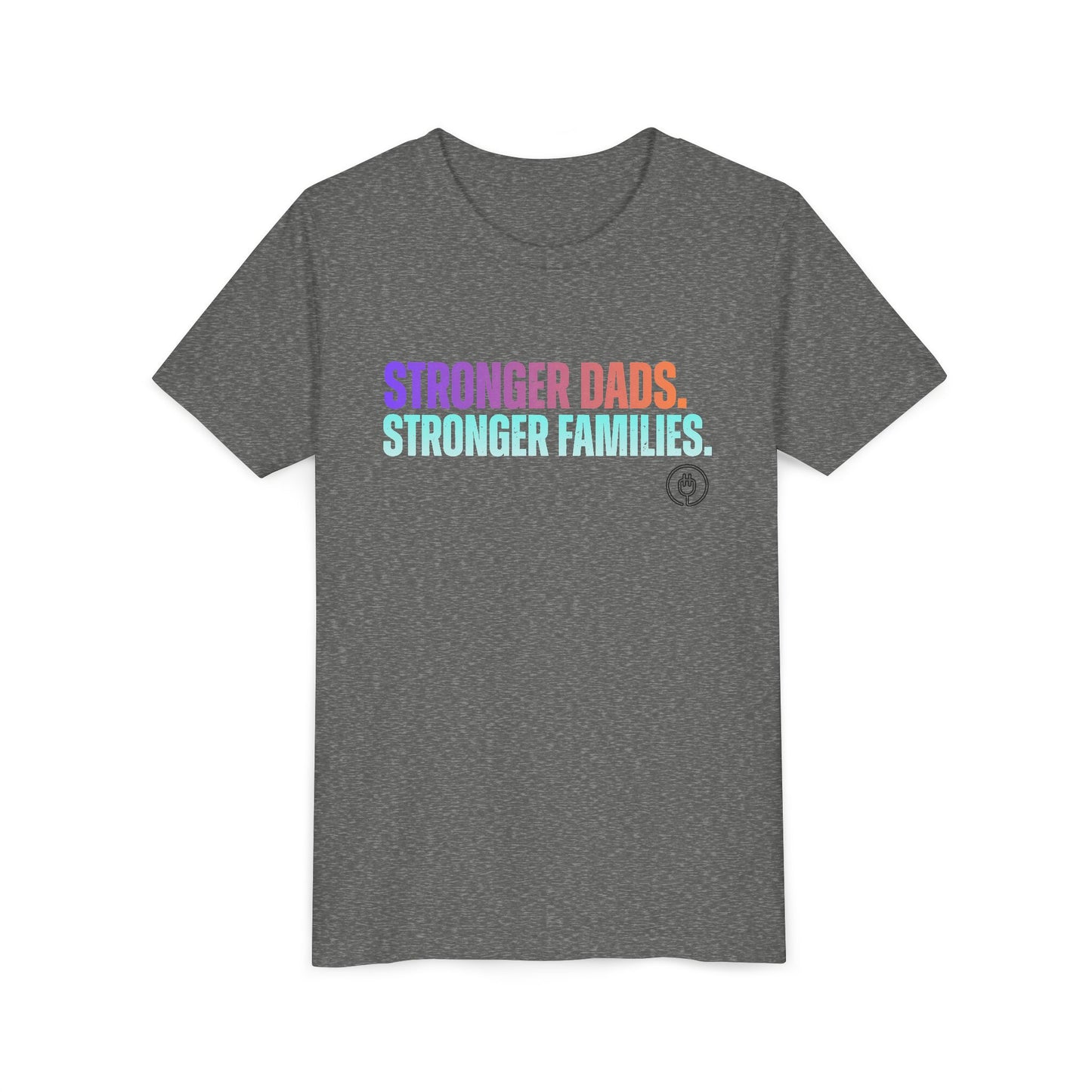 Youth Tee — "Stronger Dads. Stronger Families." Pastel Gradient Kids Shirt