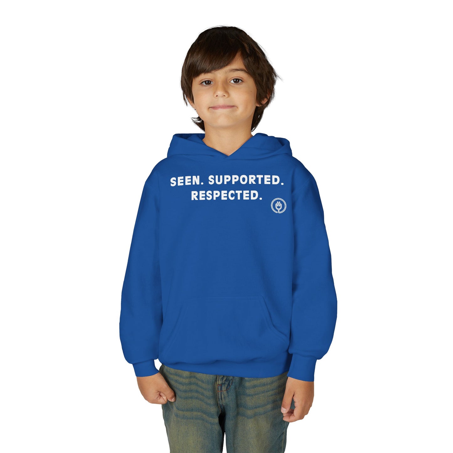 Youth Hoodie — "Seen. Supported. Respected." Empowerment Pullover